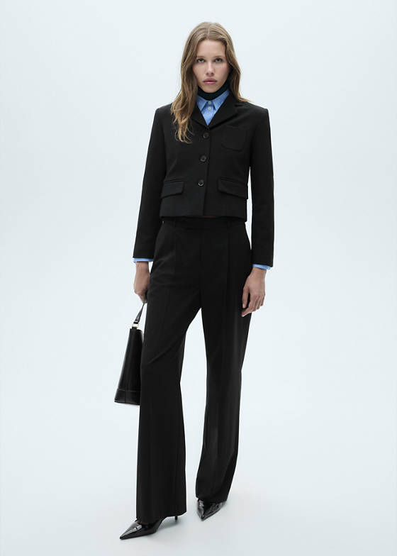 Düğmeli crop blazer ceket