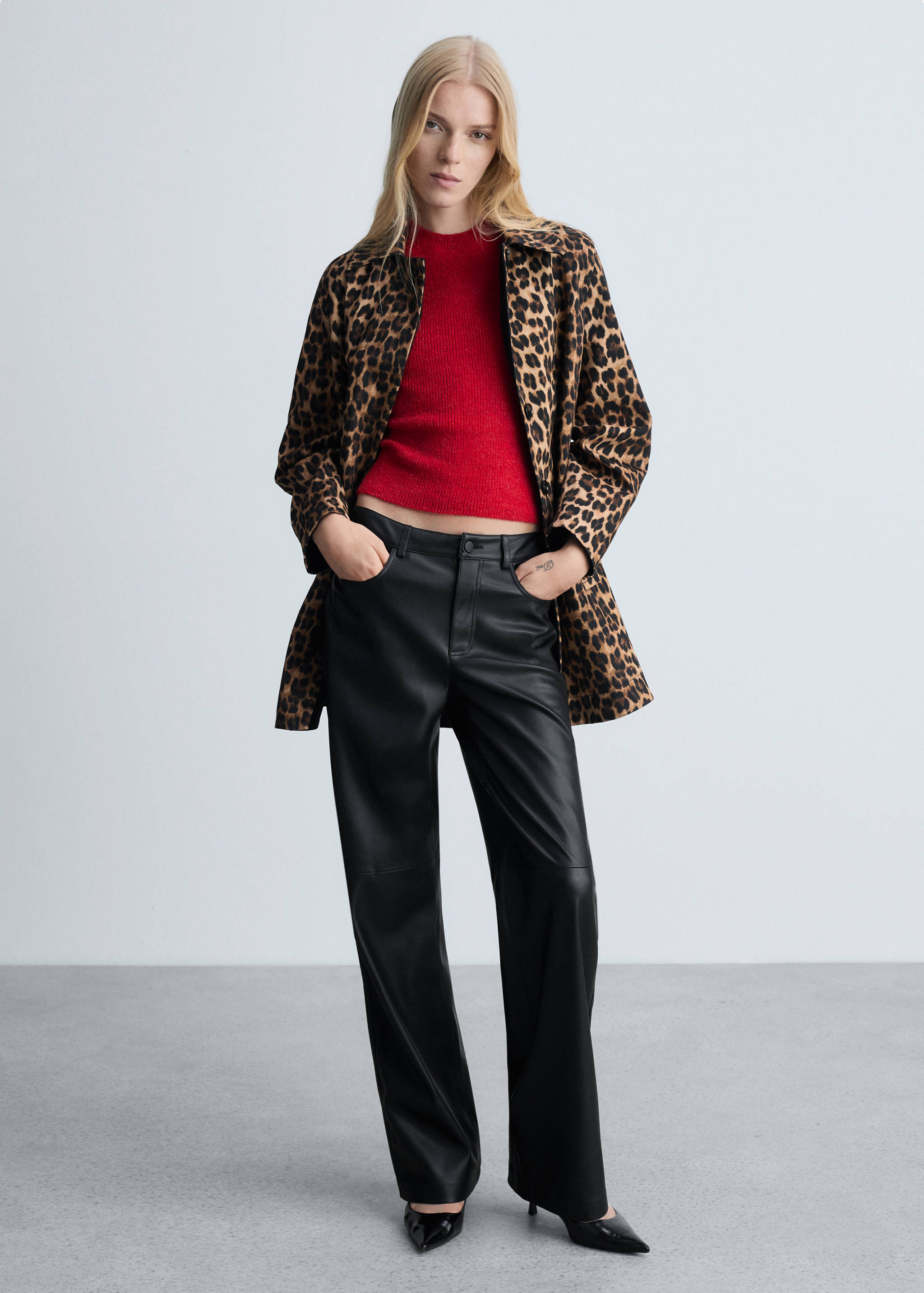 Mid-rise Faux-leather trousers - General plane