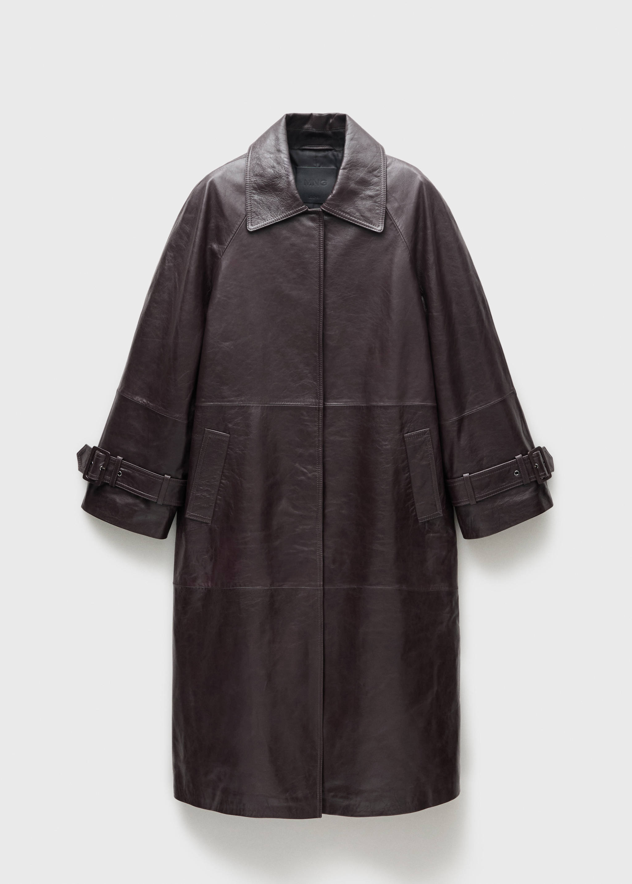 超大版型100%皮革大衣 - null