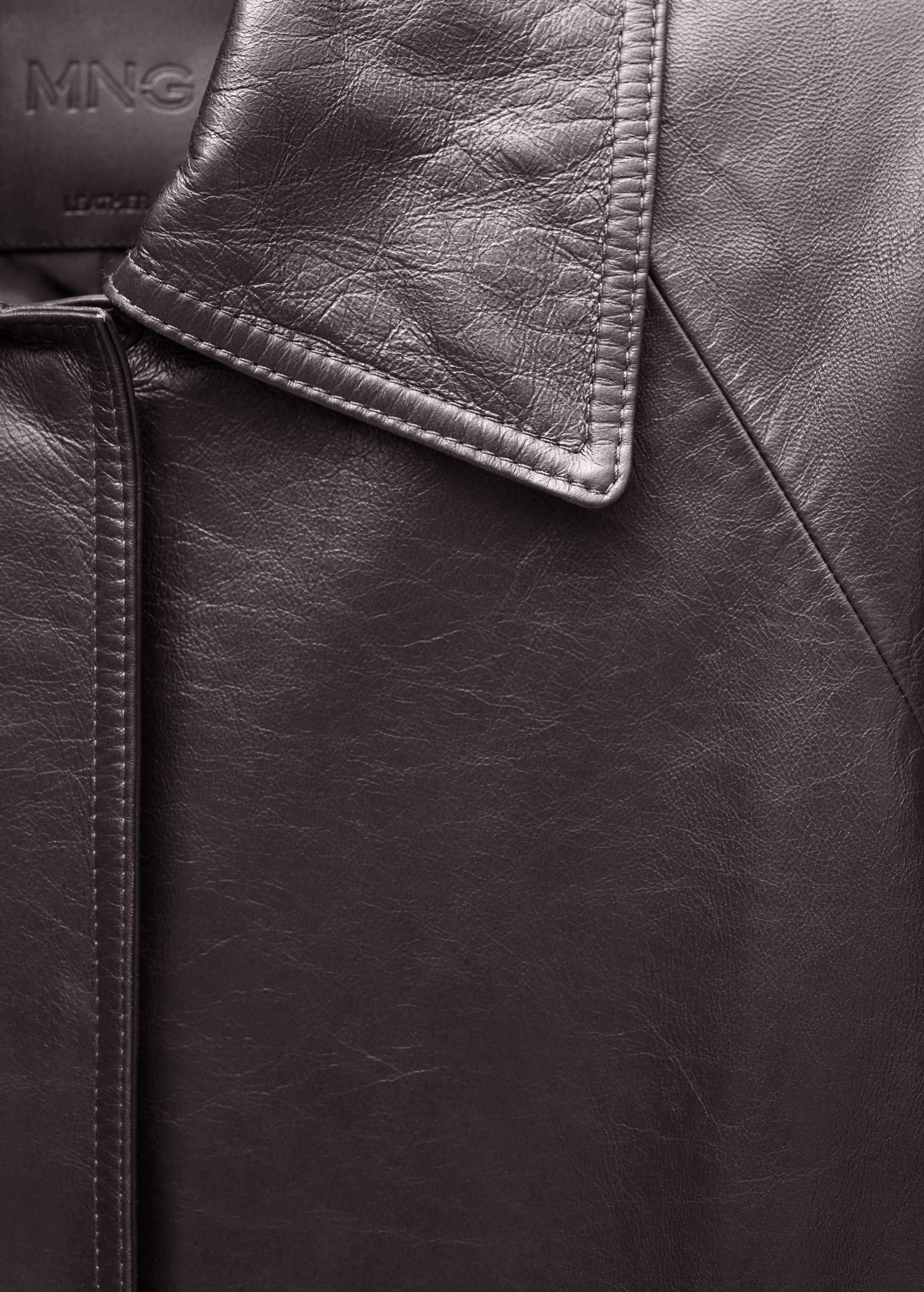 超大版型100%皮革大衣 - null