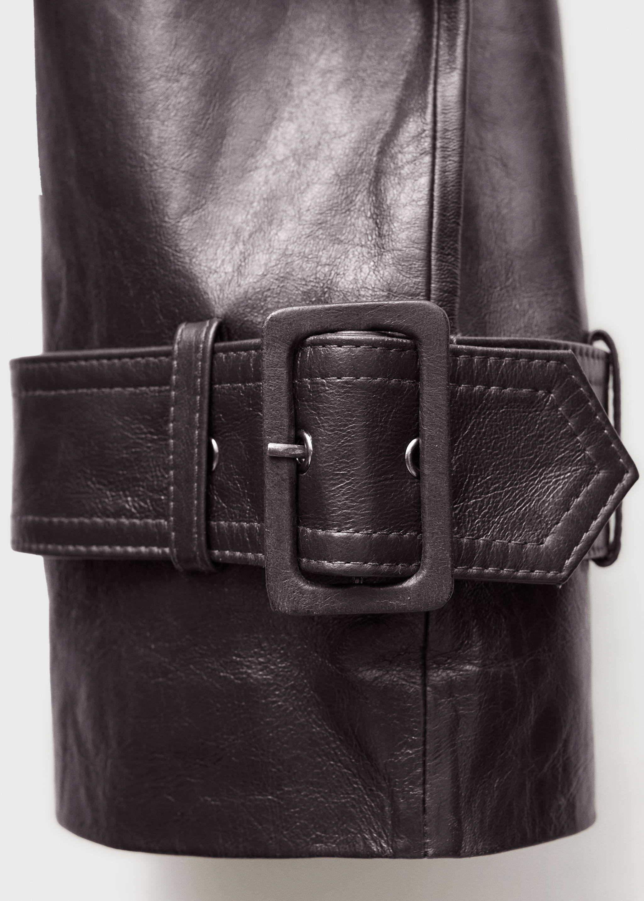 超大版型100%皮革大衣 - null