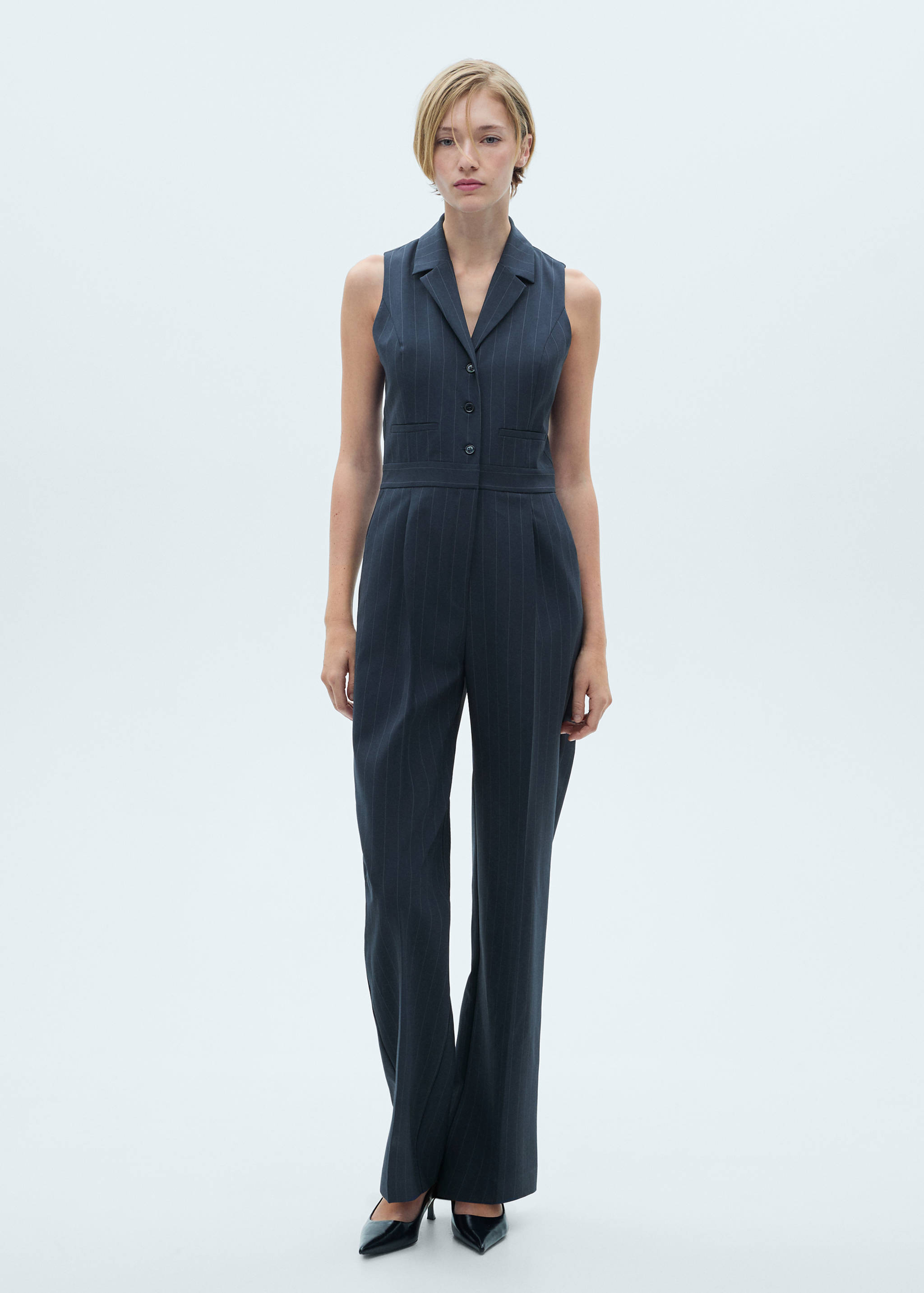 Long pinstripe jumpsuit - General plane