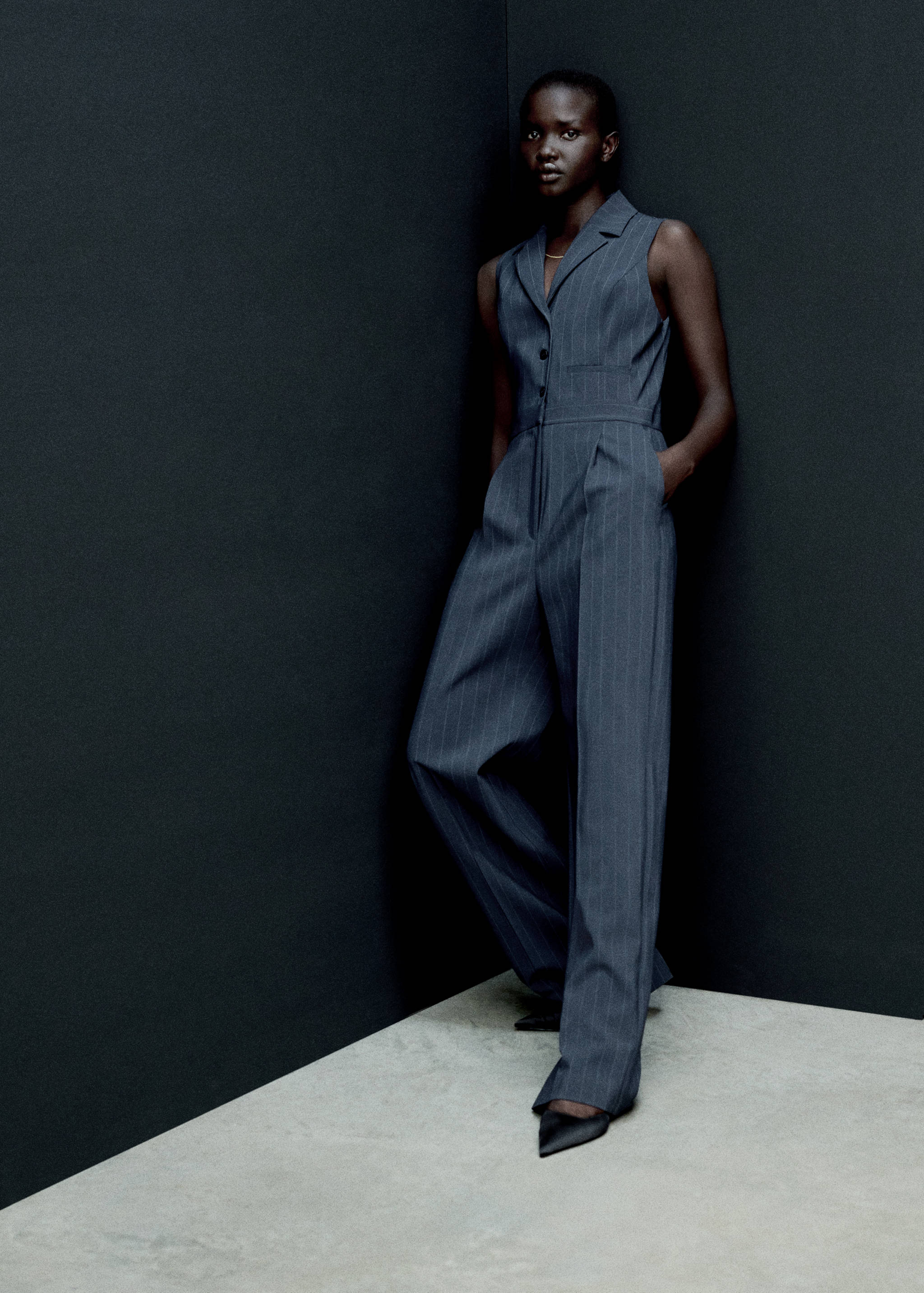 Long pinstripe jumpsuit - Details of the article 7