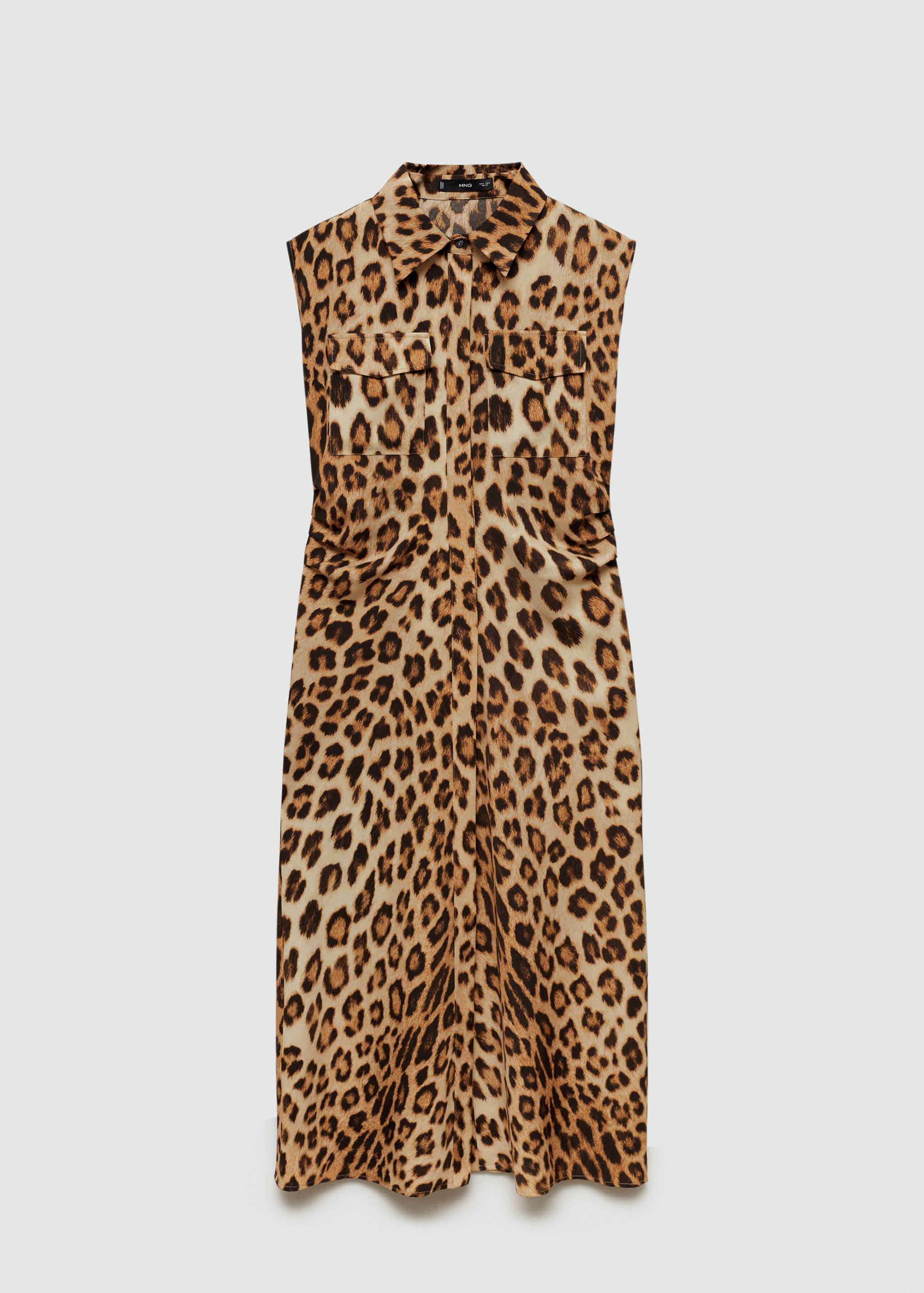 Leopar desenli gömlek elbise - Modelsiz ürün