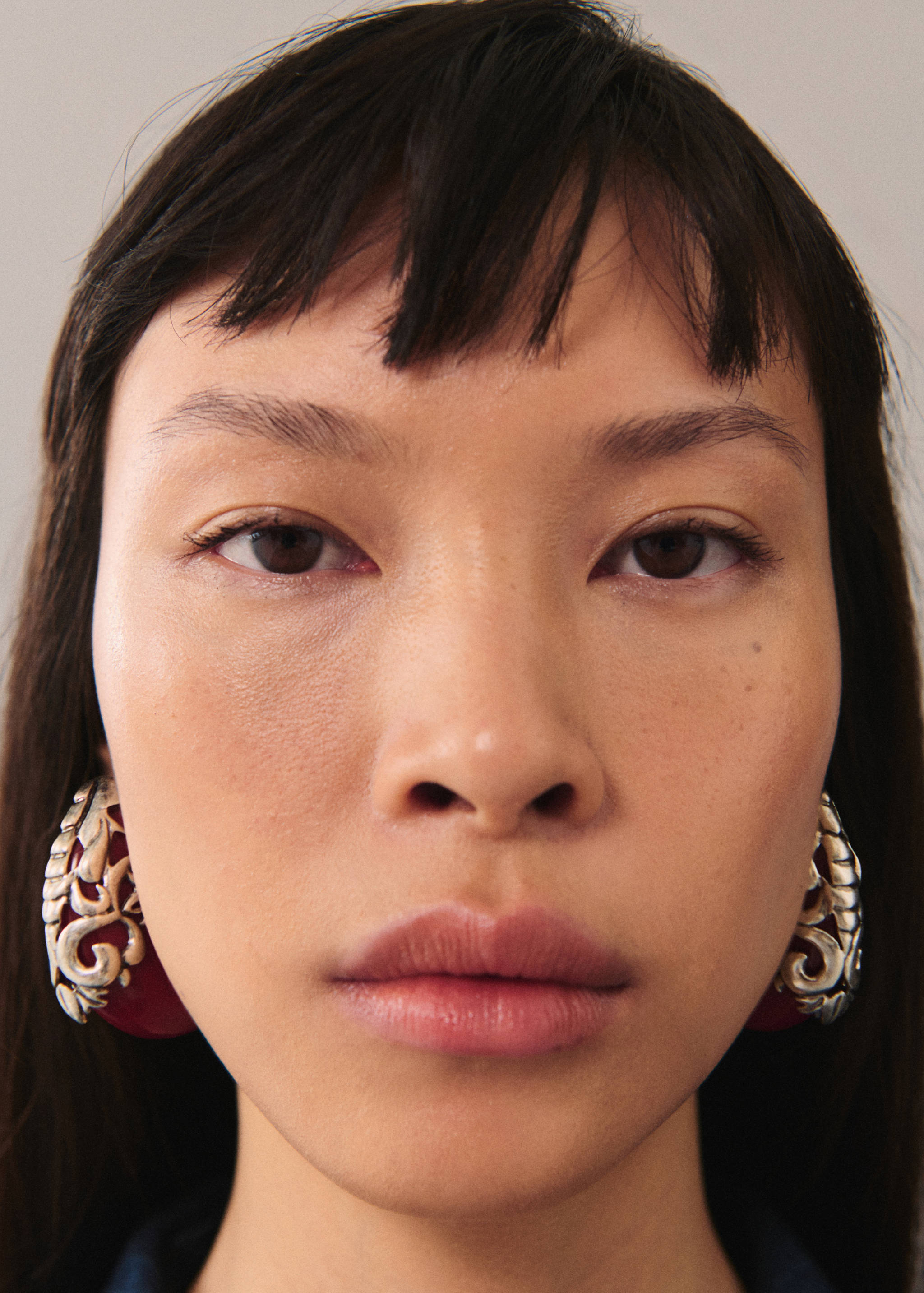 金属细节耳环 - null