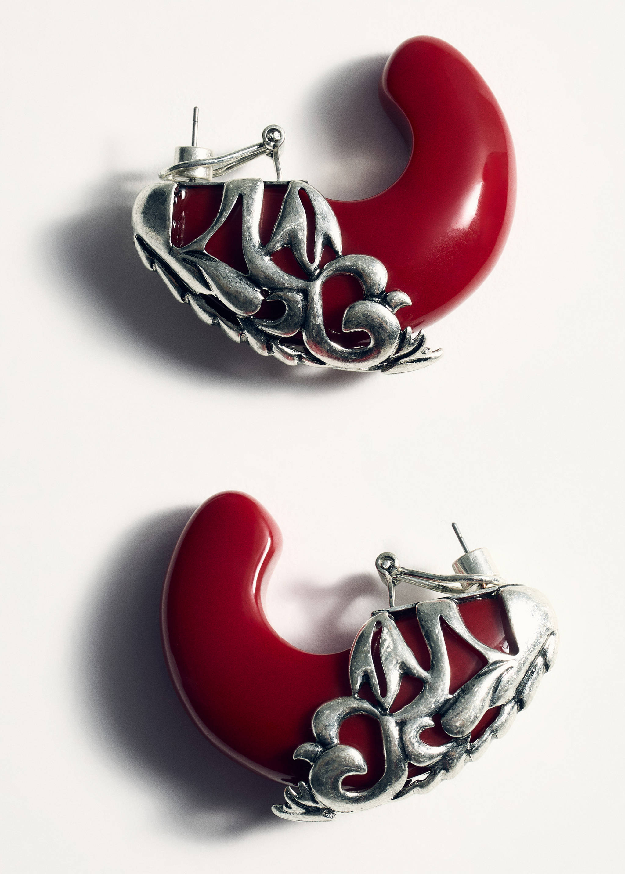 金属细节耳环 - null