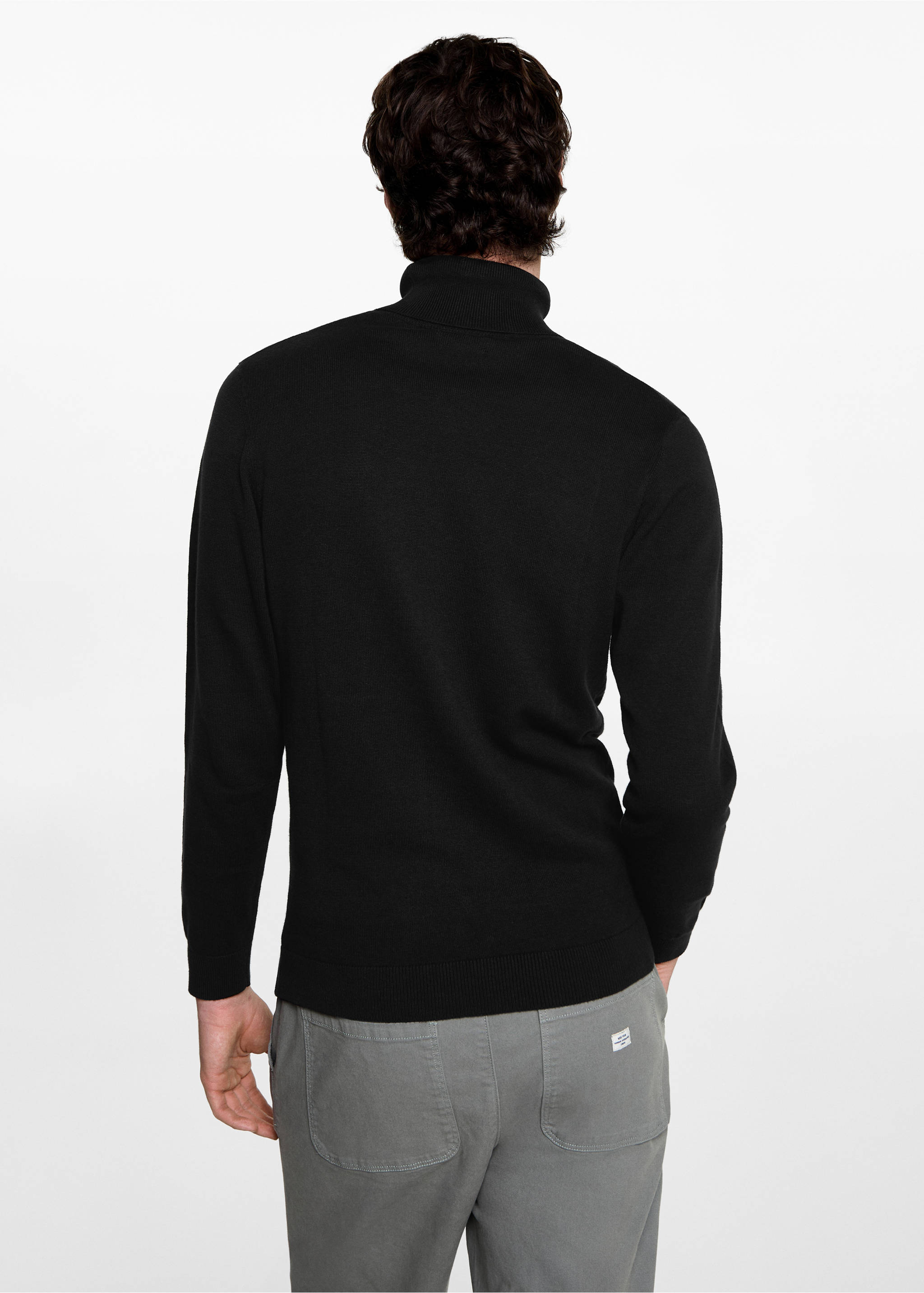 Turtleneck knit sweater - Reverse of the article, Black. Ref: 77055967-00.
