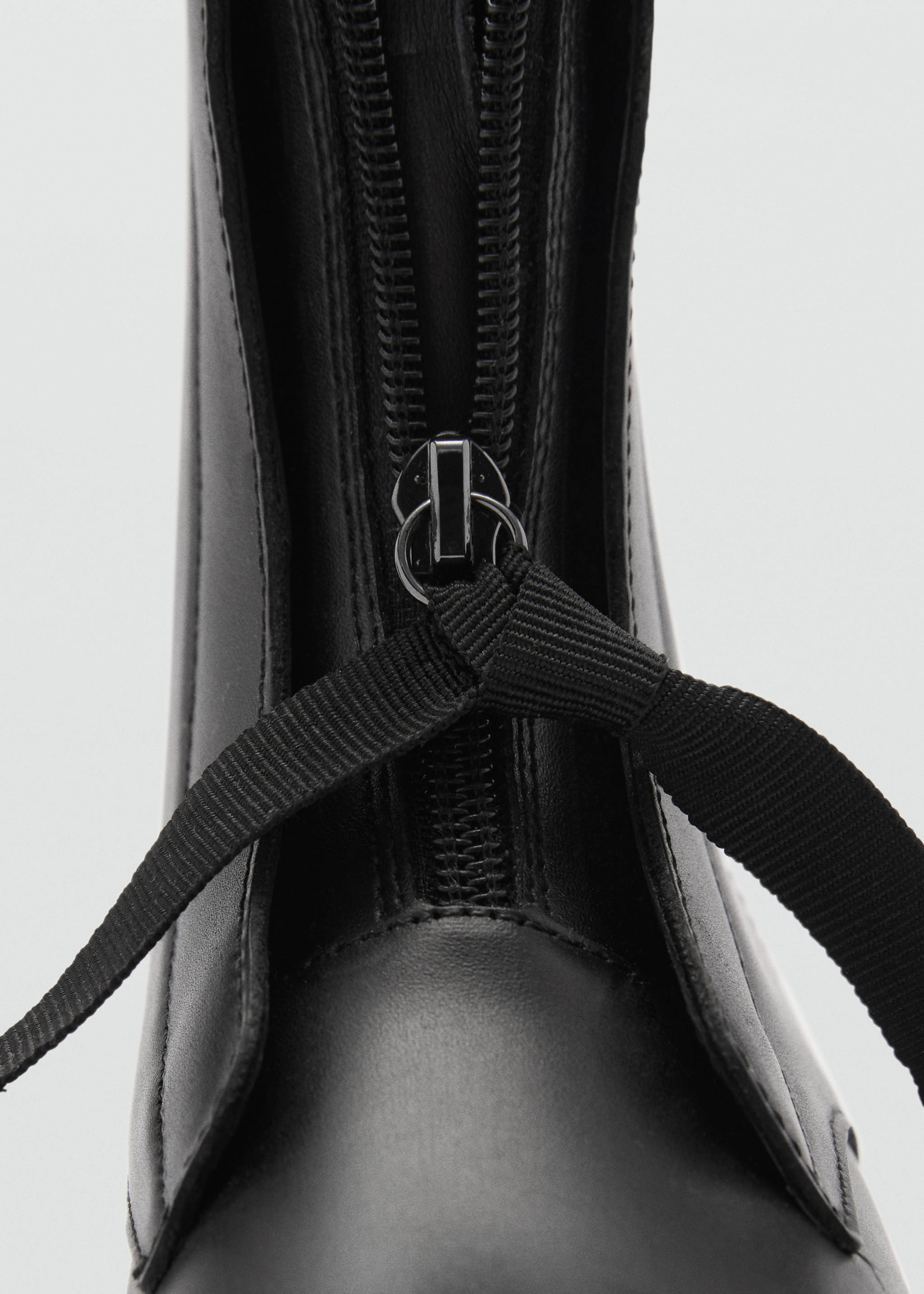 皮革平底踝靴 - null