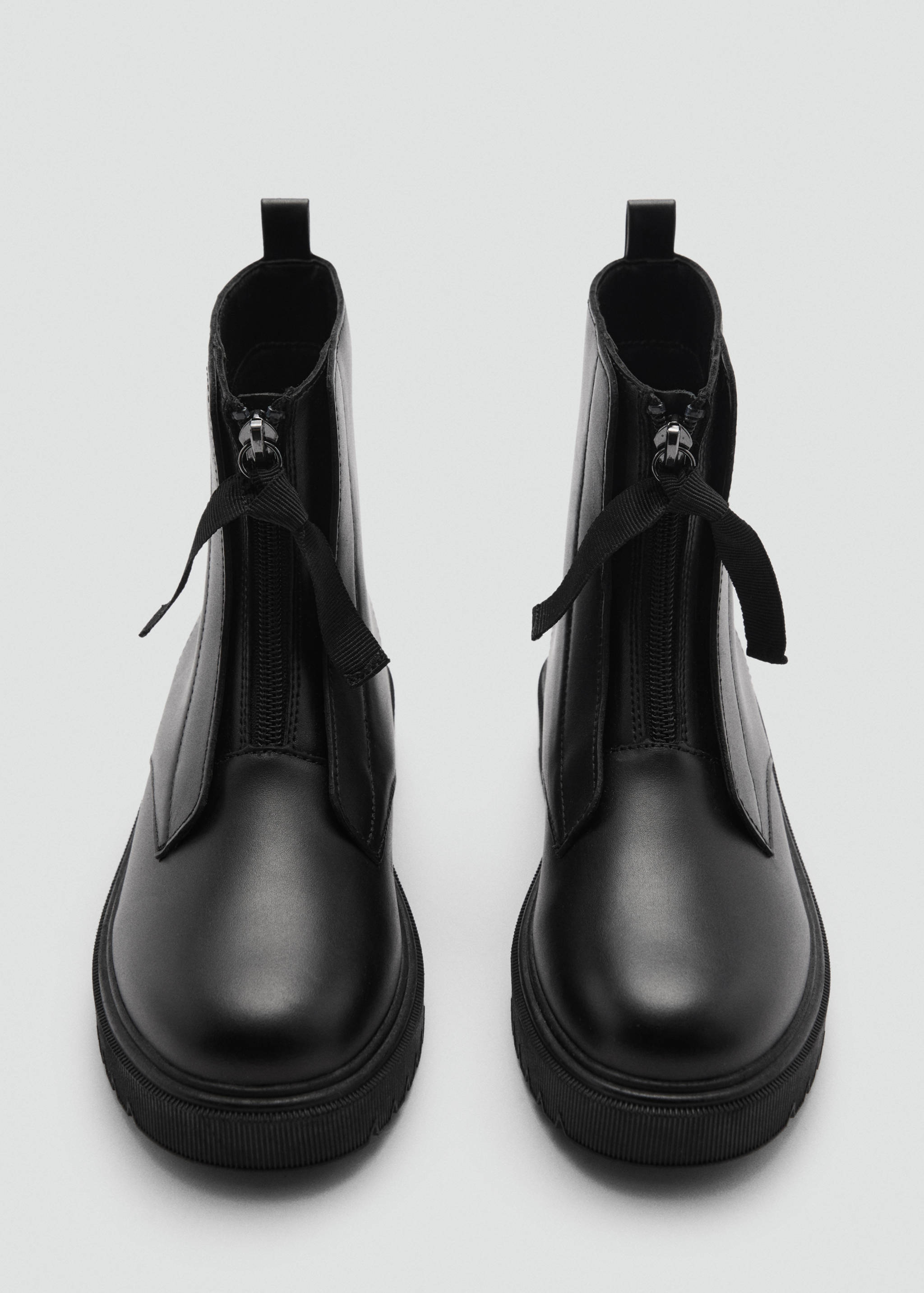 皮革平底踝靴 - null