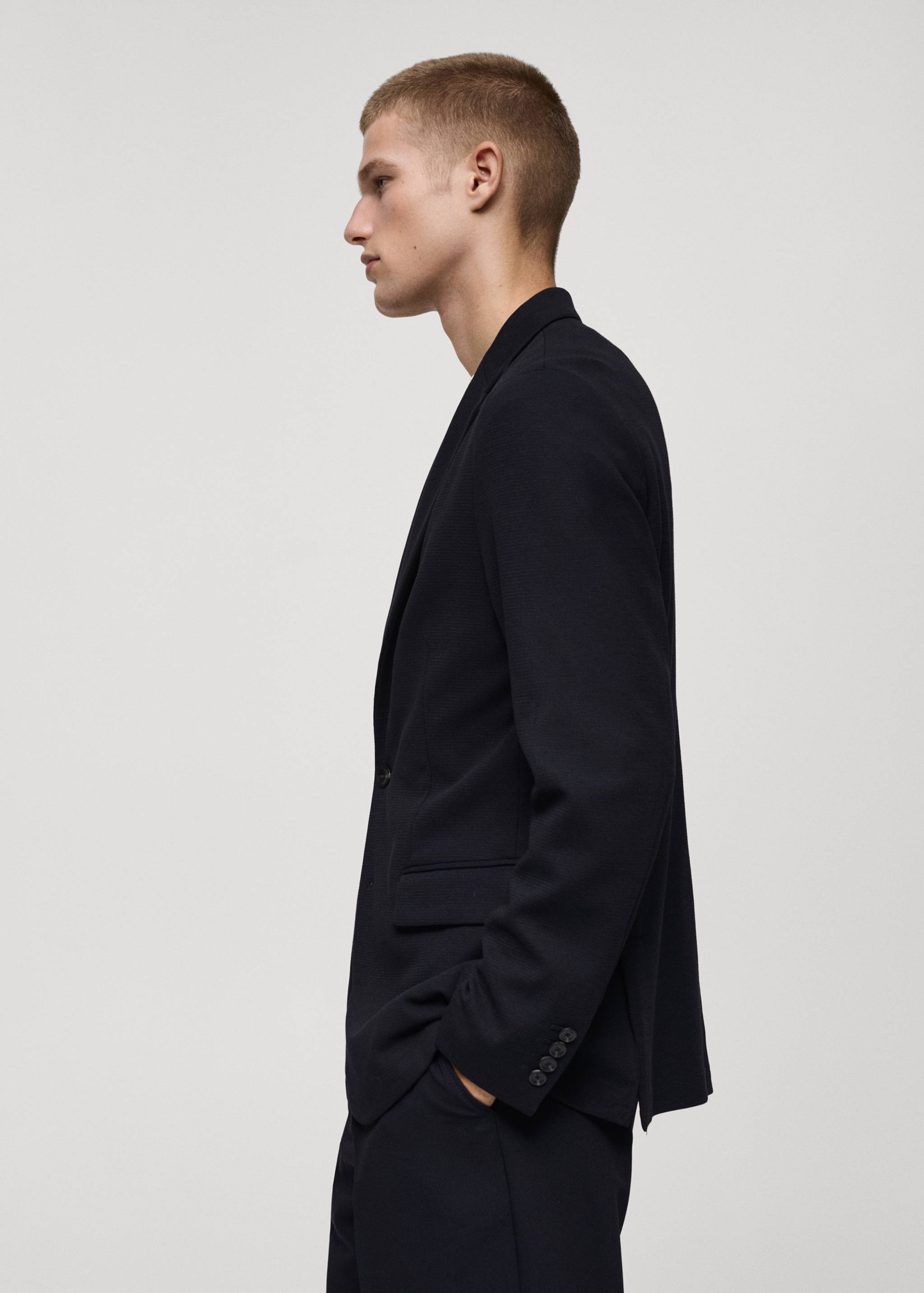 Slim-fit cotton micro-structured tailored jacket - Details of the article 2