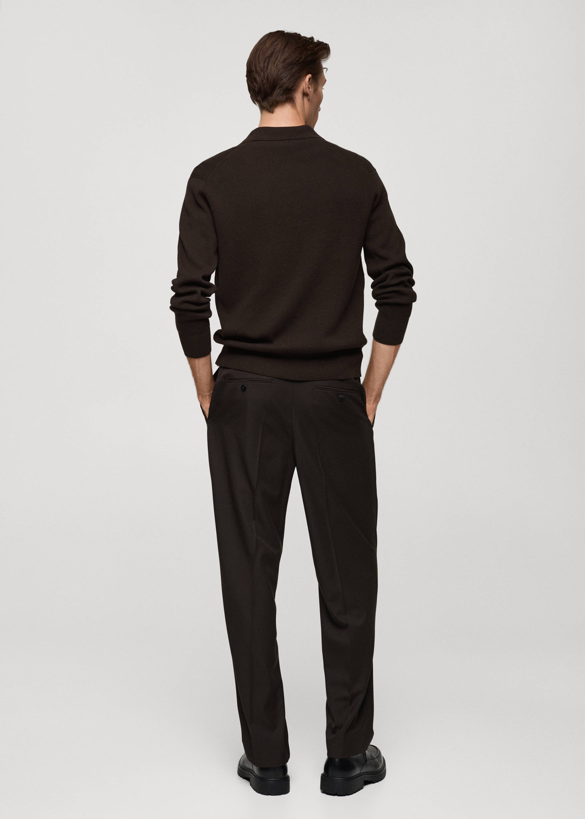 Fine-knit ribbed cotton polo shirt - Reverse of the article