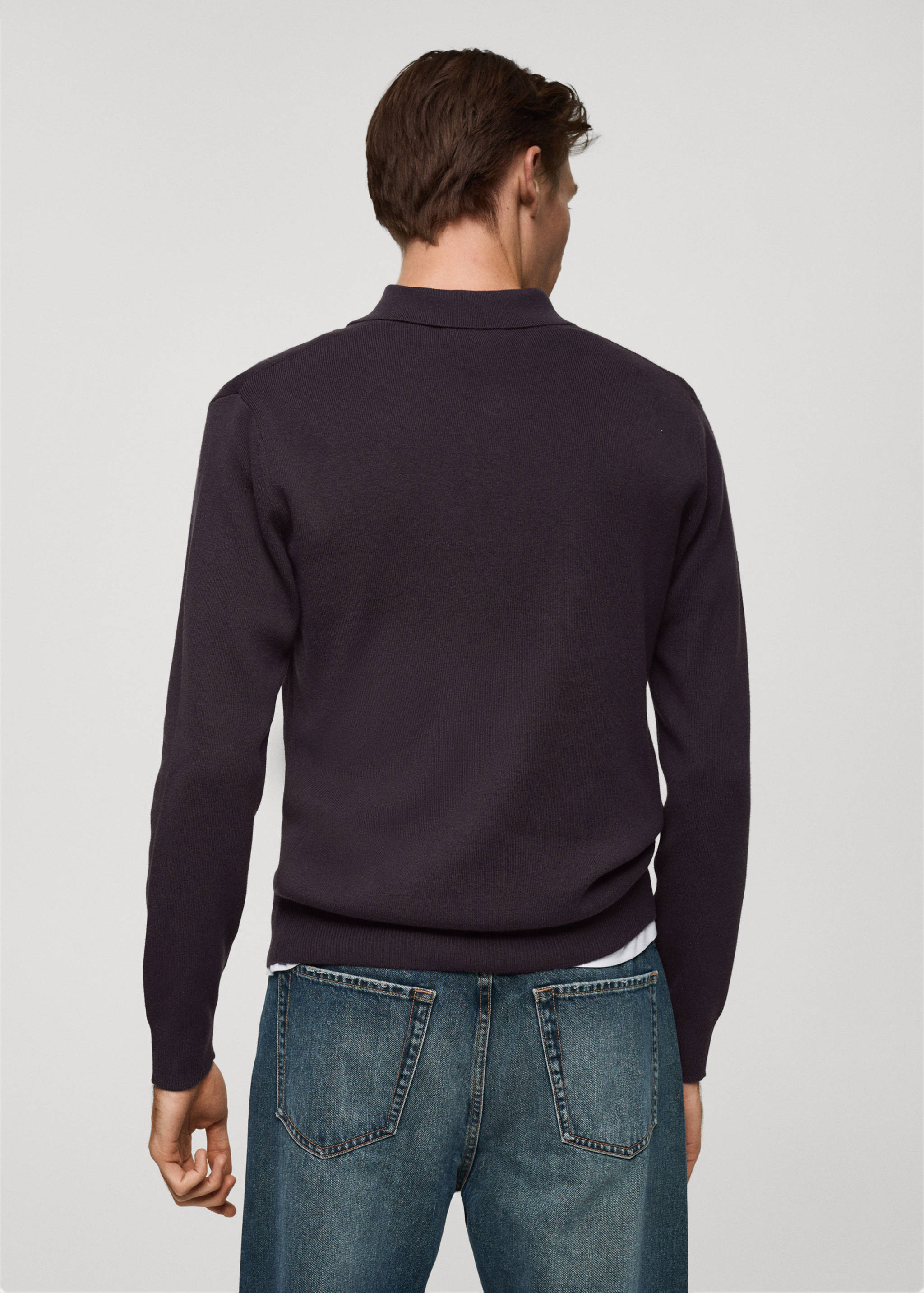 Fine cotton-knit polo sweater - Reverse of the article