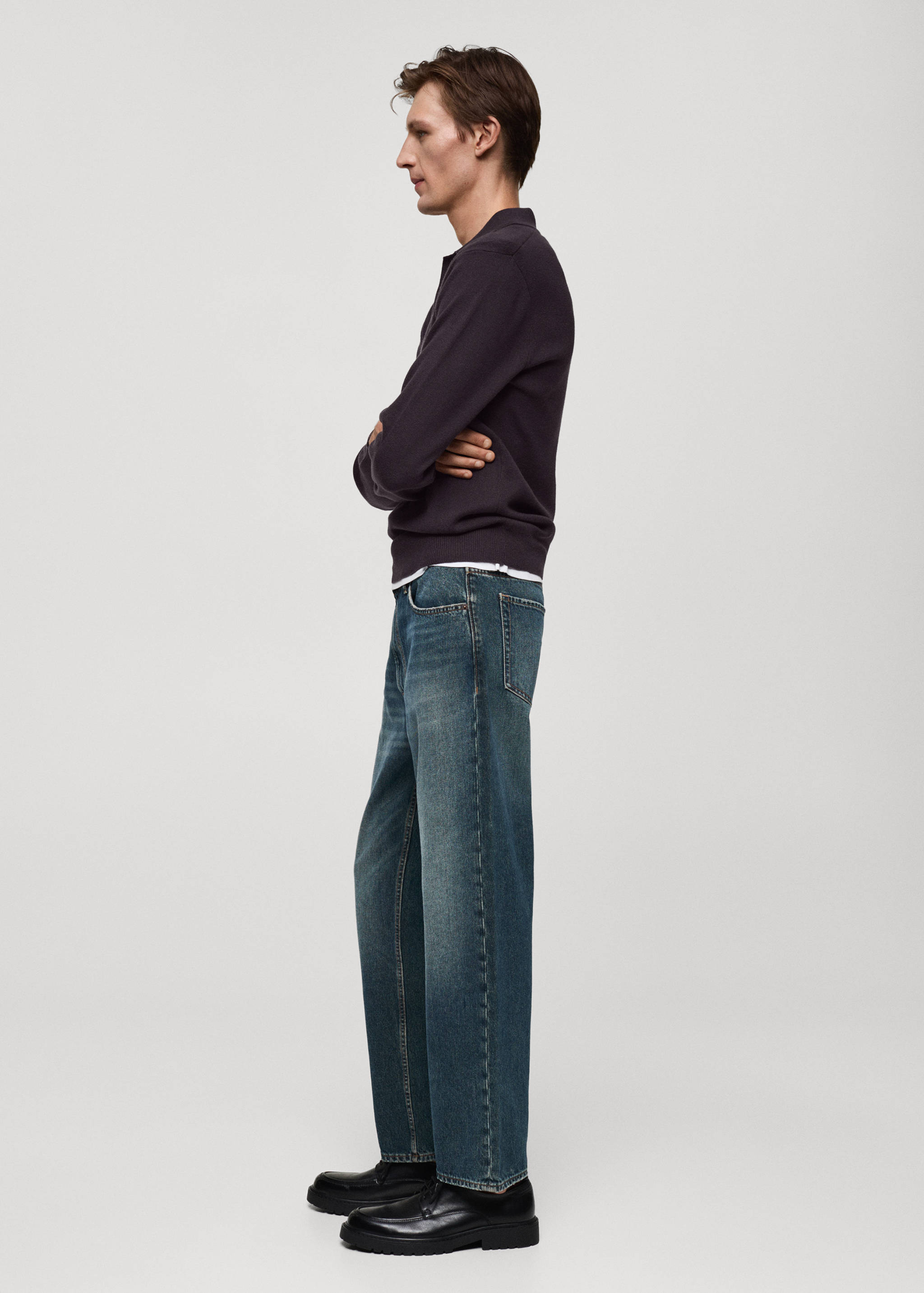 Fine cotton-knit polo sweater - Details of the article 2