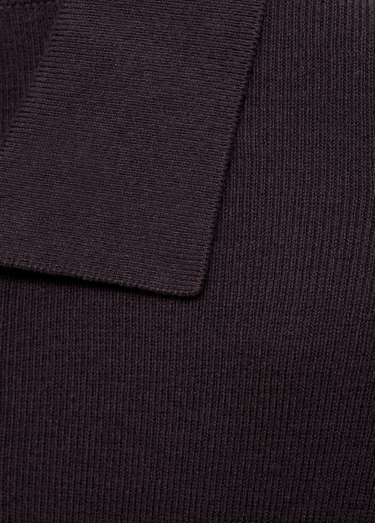 Fine cotton-knit polo sweater — Purple
