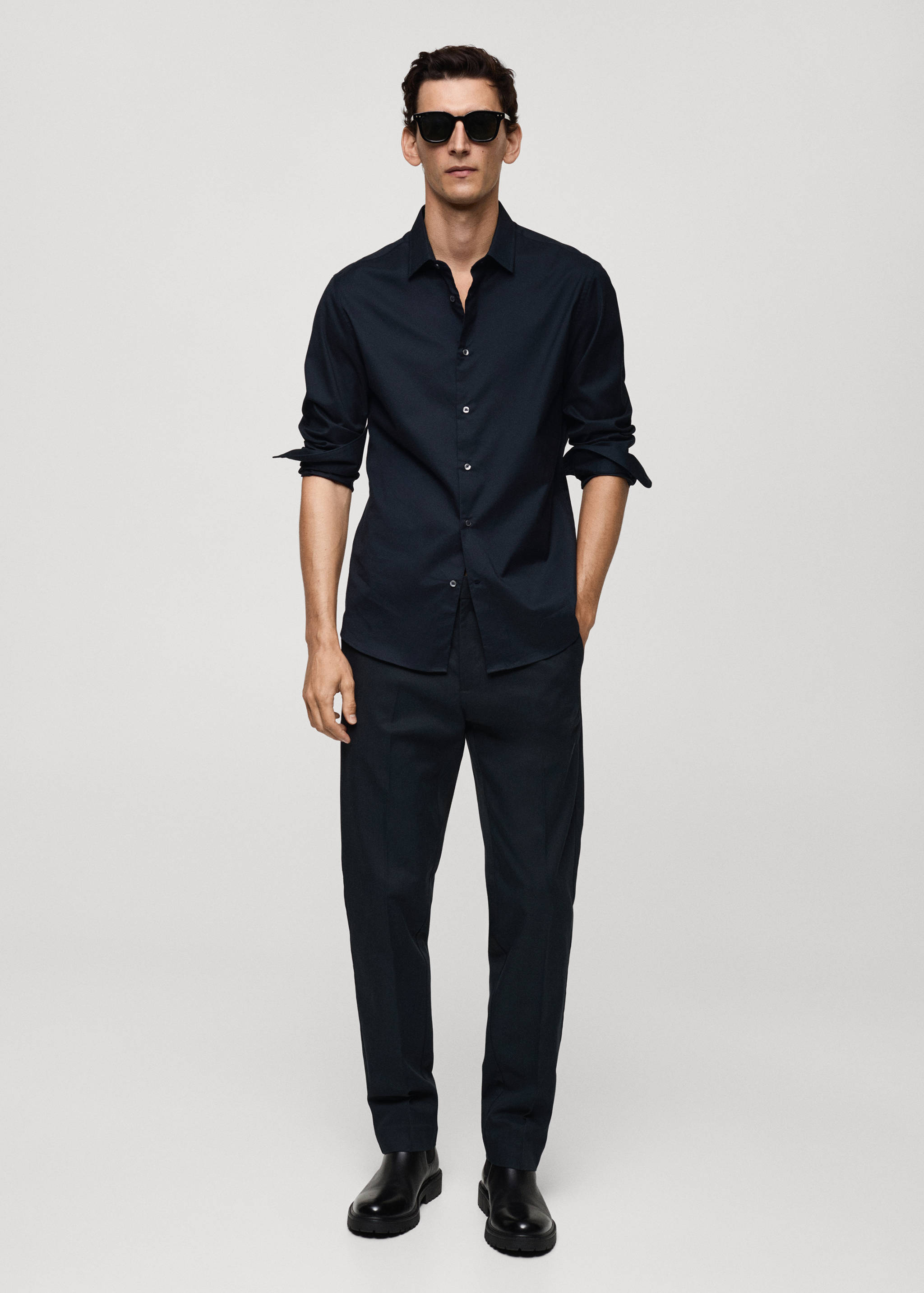 Chemise 100 % coton twill regular-fit - Plan général