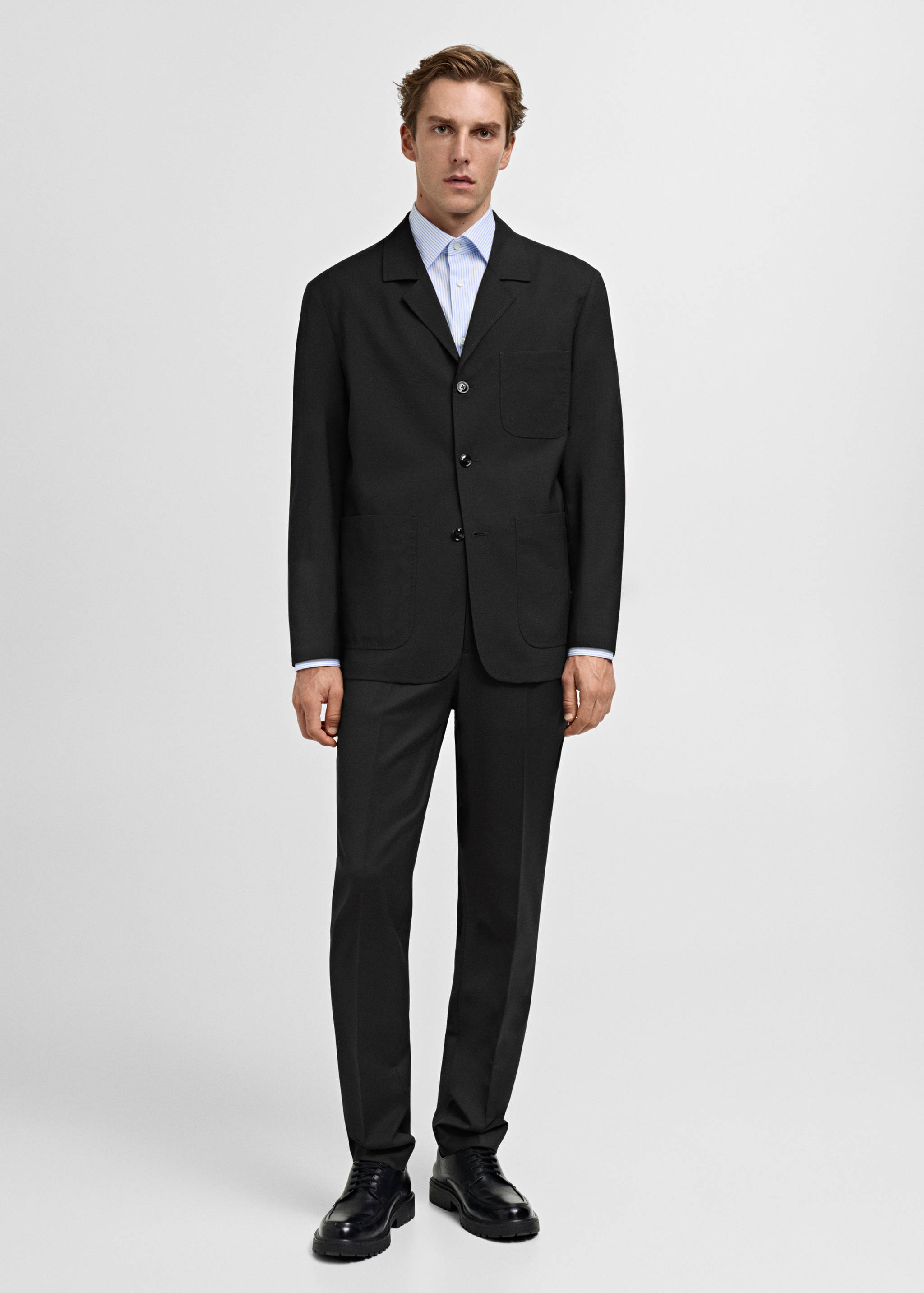 100% cotton slim-fit striped shirt - General plane