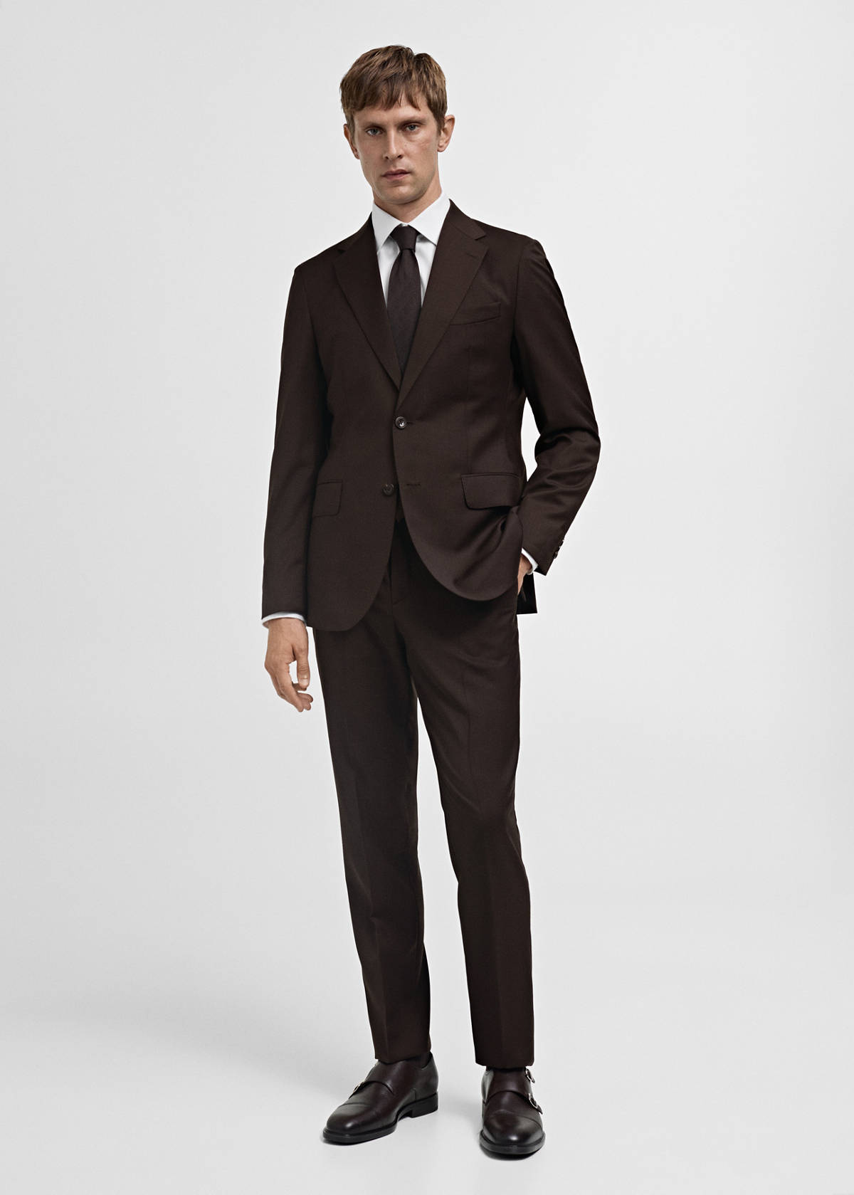 Venice 100% virgin wool suit jacket — Brown