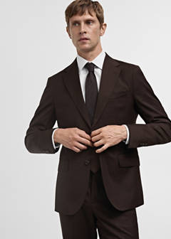 Venice 100% virgin wool suit jacket — Brown 1