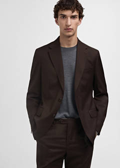 Venice 100% virgin wool suit jacket — Brown 11