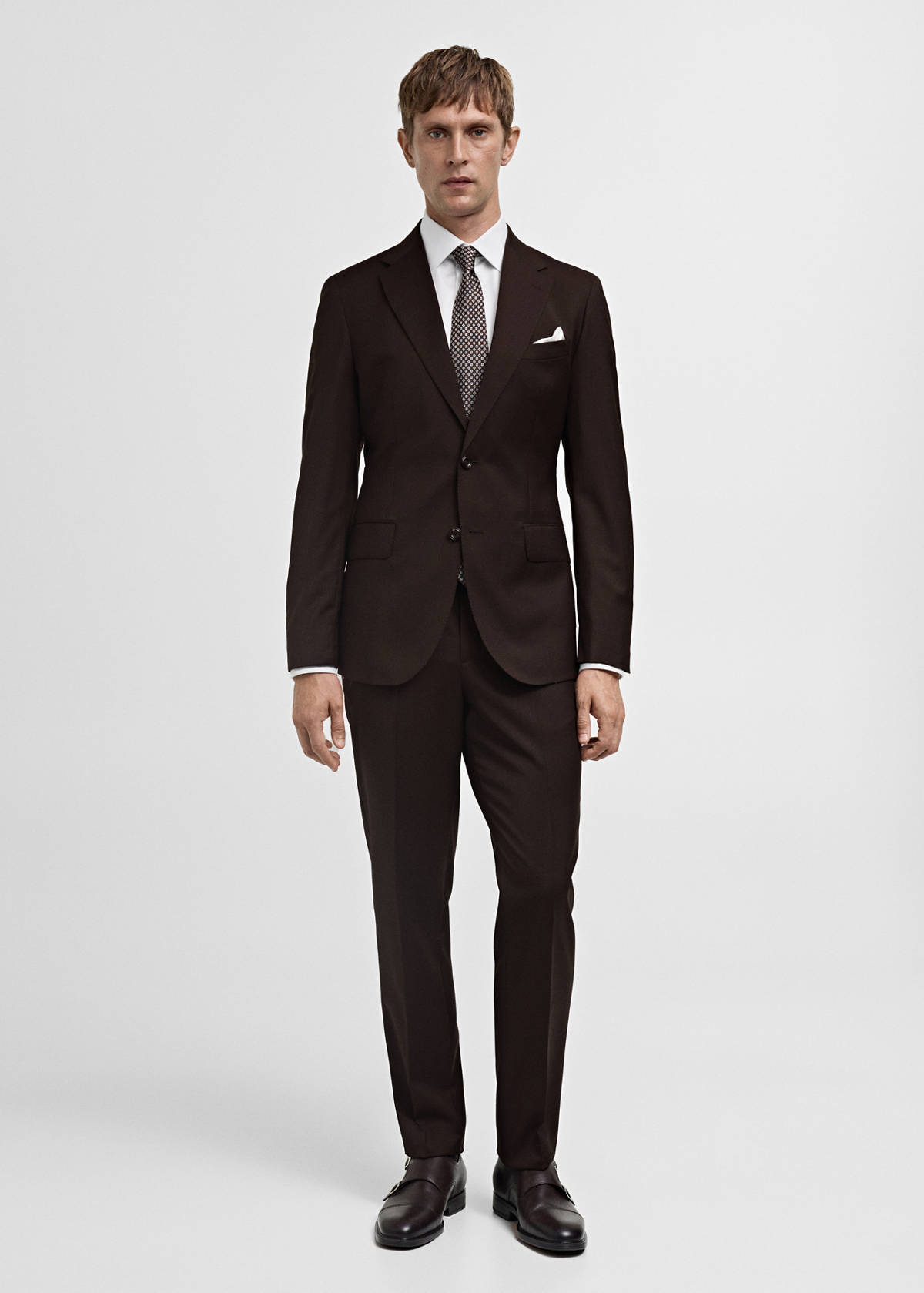 Venice 100% virgin wool suit jacket — Brown