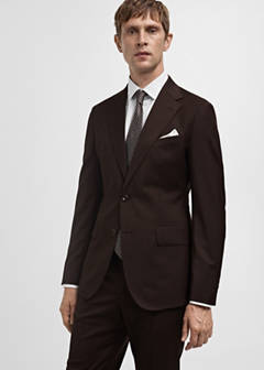 Venice 100% virgin wool suit jacket — Brown 19