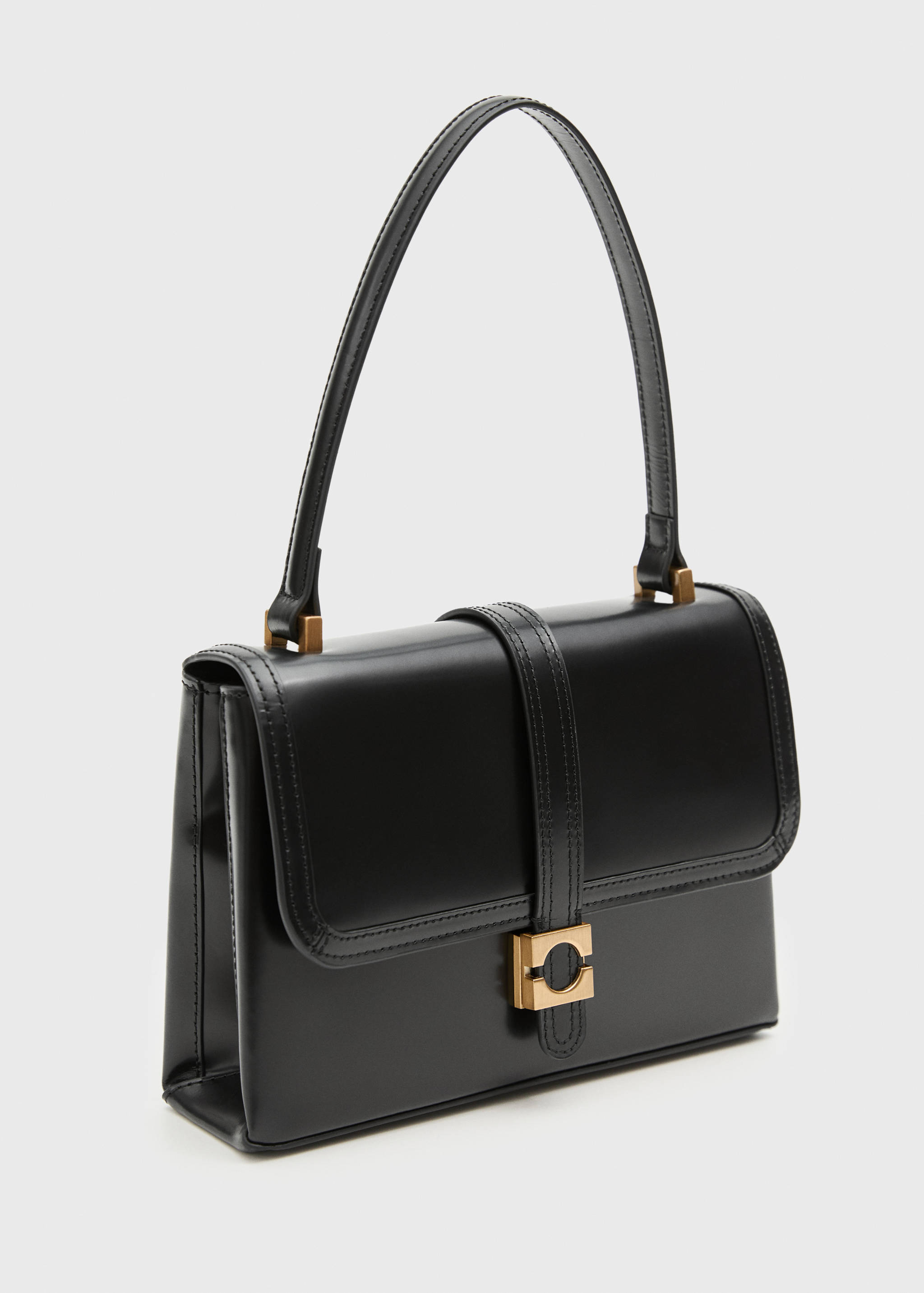 100% leather bag with flap - Medium plane