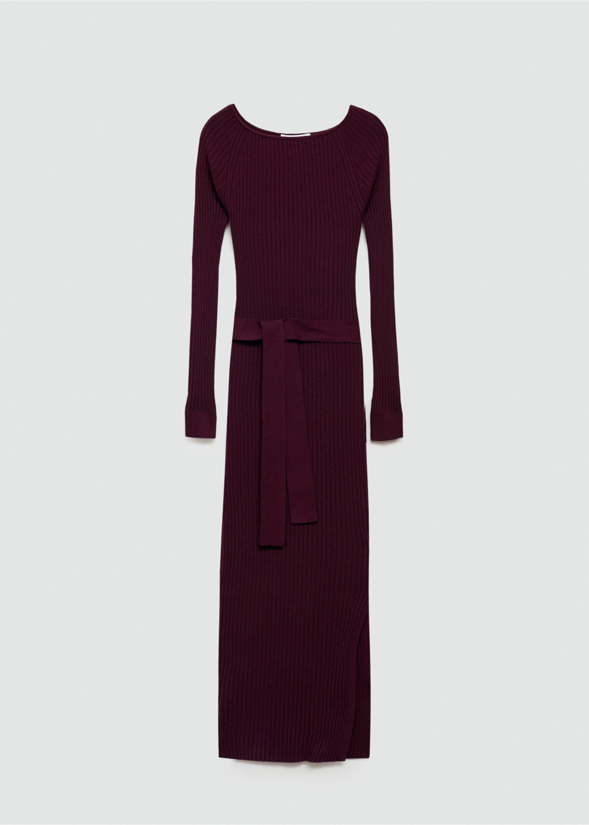 Ribbed knit dress - Article without model, Maroon. Ref: 77056722-00.