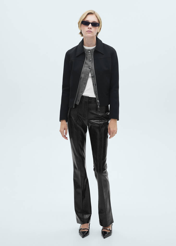 Faux-leather skinny trousers — Black