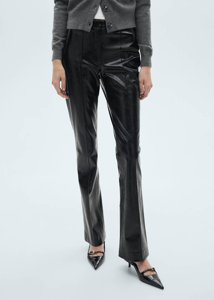 Faux-leather skinny trousers — Black