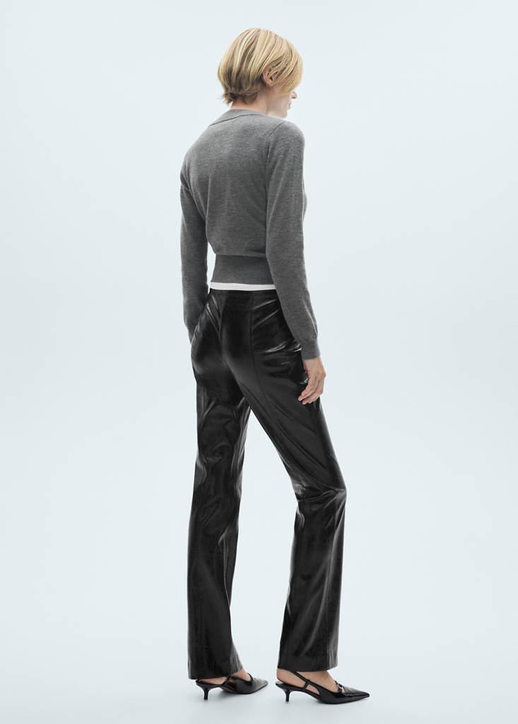 Faux-leather skinny trousers — Black