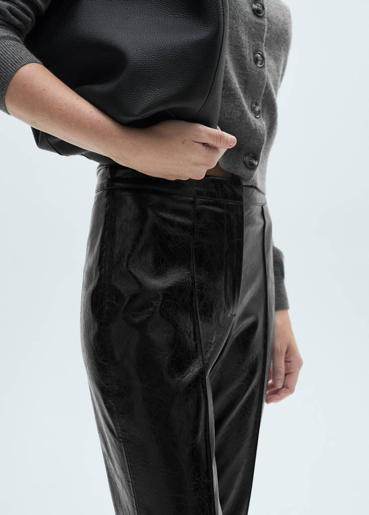 Faux-leather skinny trousers — Black