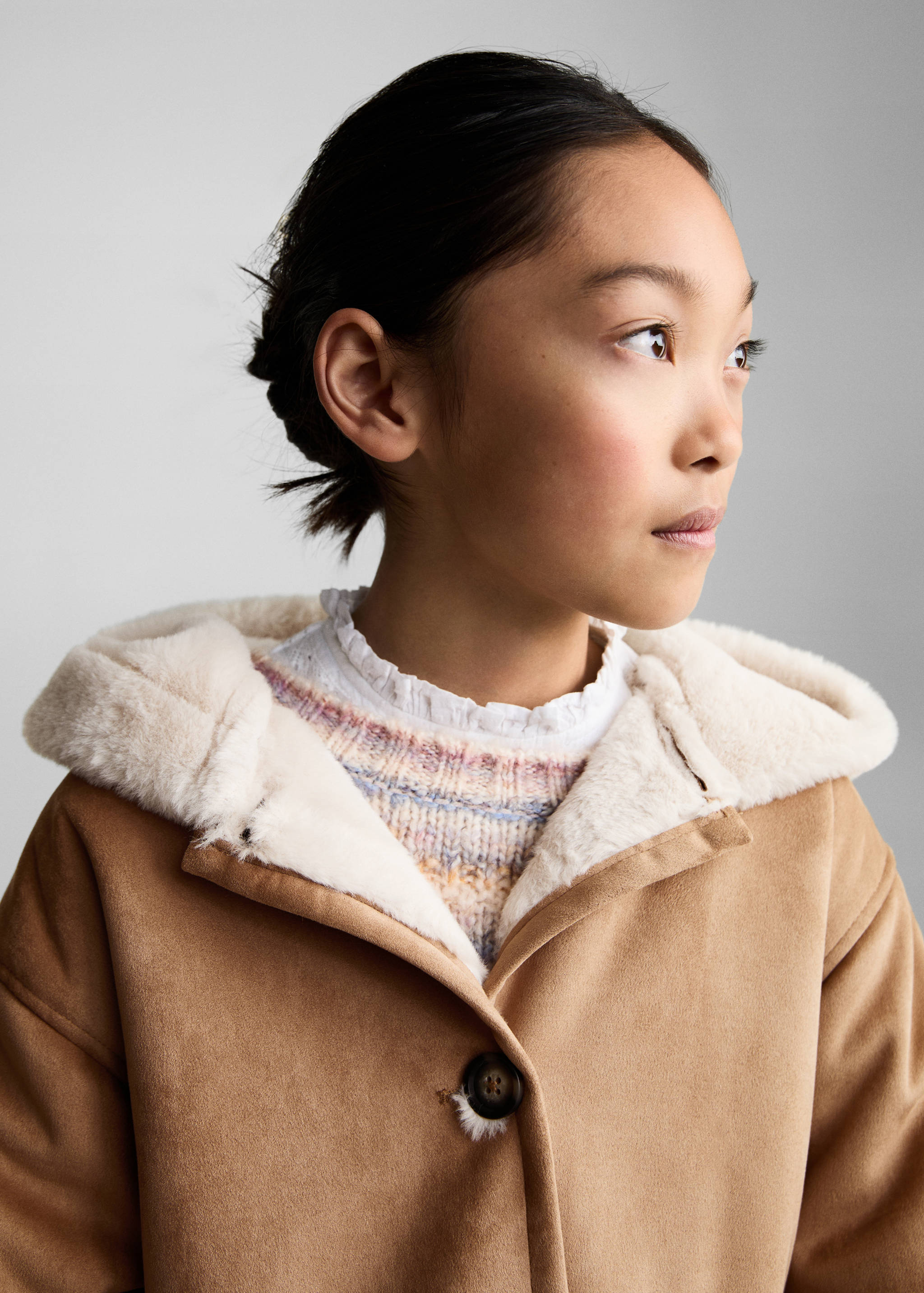 Manteau en suédine et imitation fourrure - Détail de l'article 1