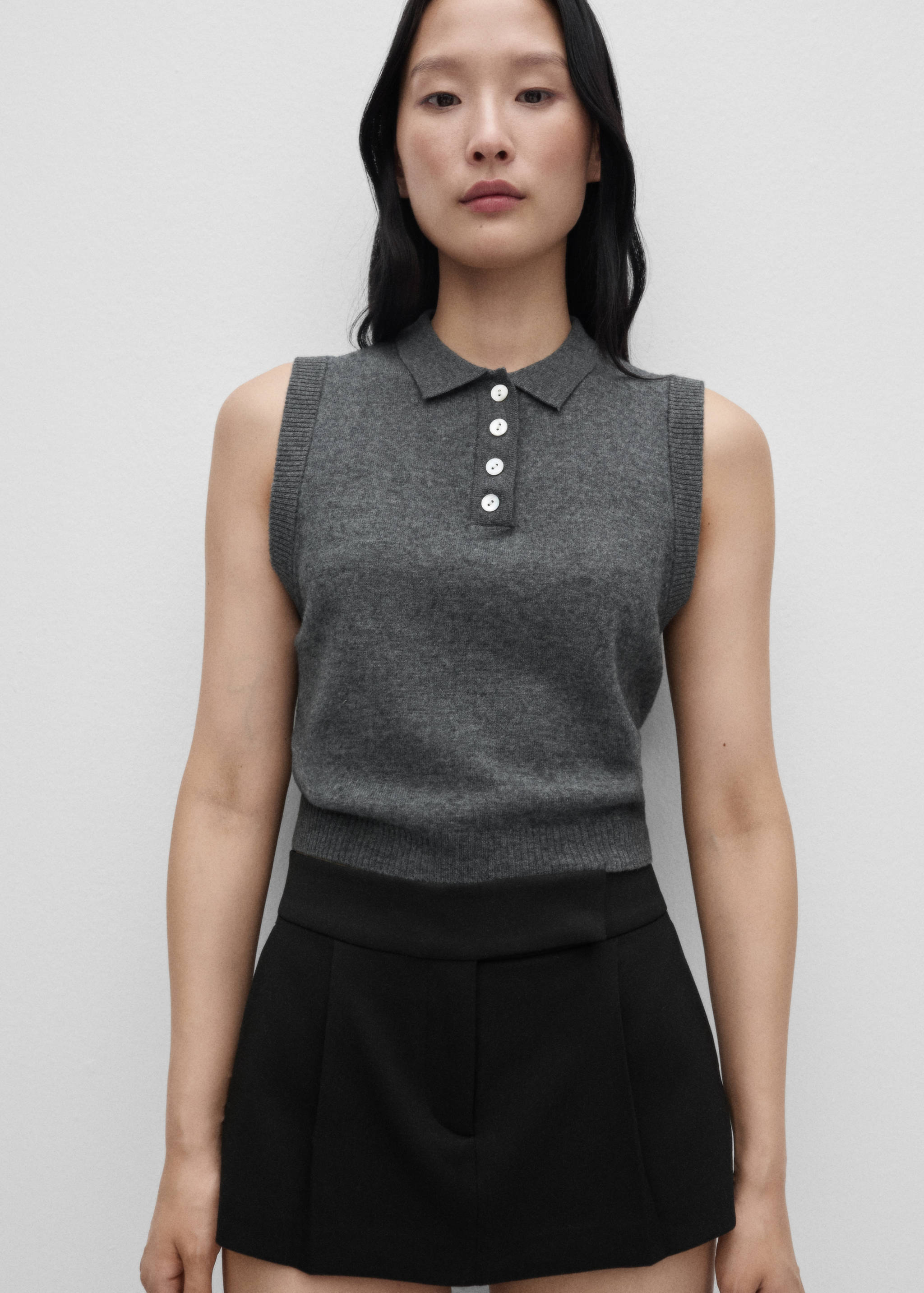 Wool-blend gilet with buttons - Medium plane