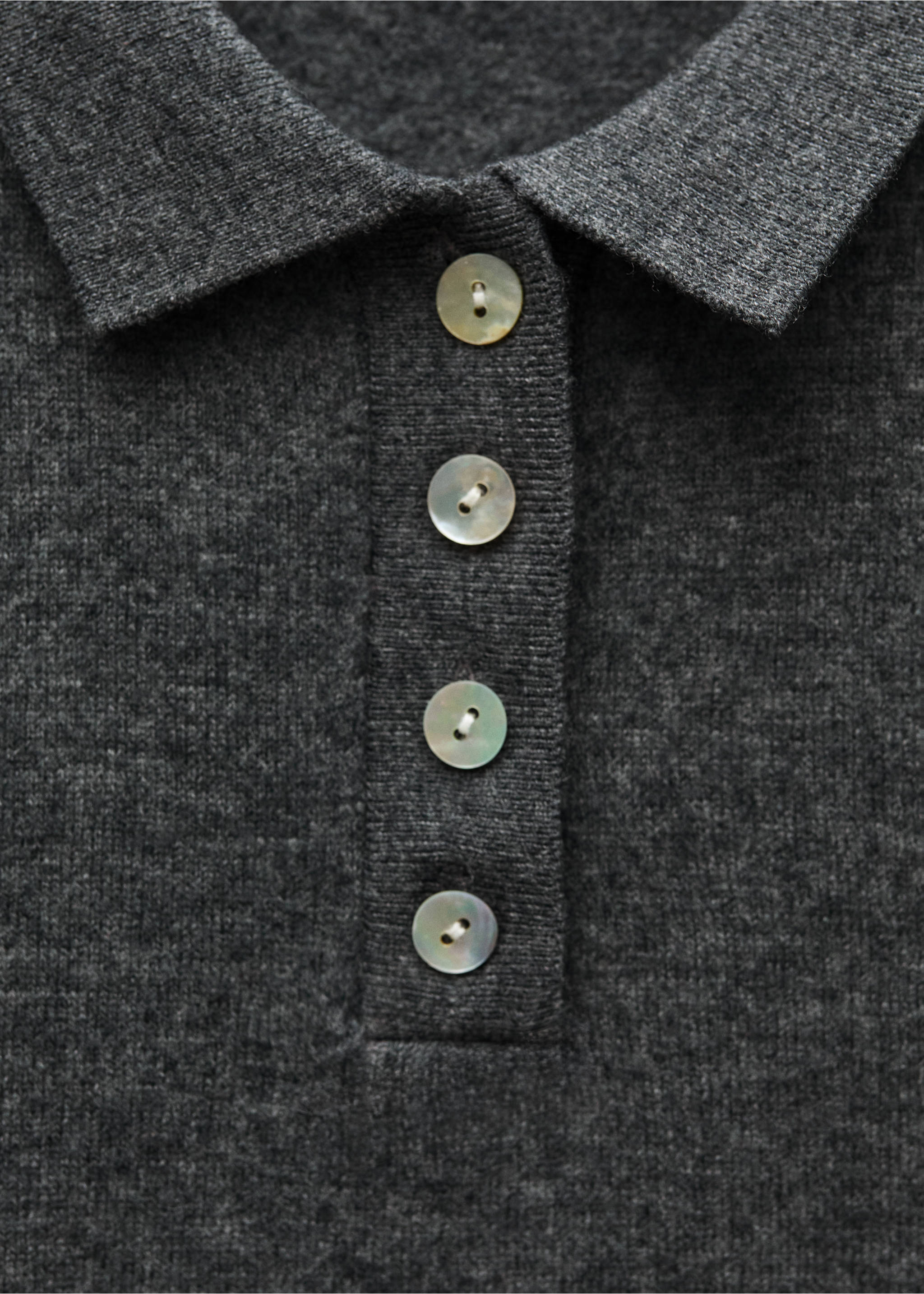 Wool-blend gilet with buttons - Details of the article 0, Dark Heather Grey. Ref: 77056747-00.