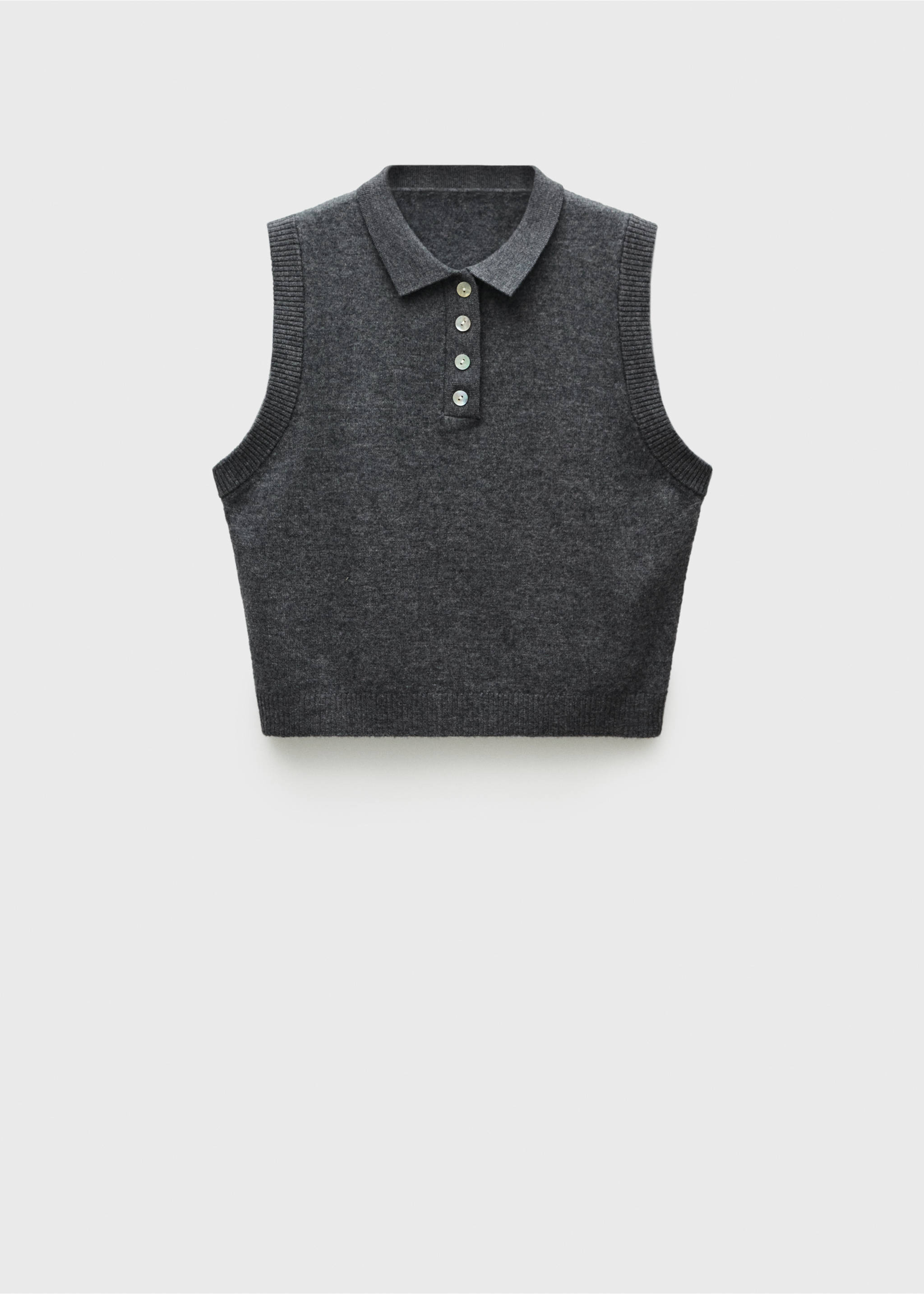 Wool-blend gilet with buttons - Article without model, Dark Heather Grey. Ref: 77056747-00.
