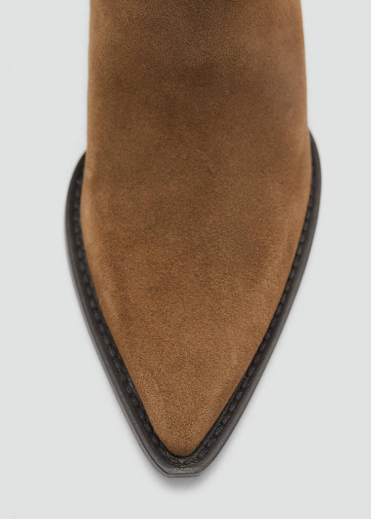 Suede block-heel boots — Tobacco Brown