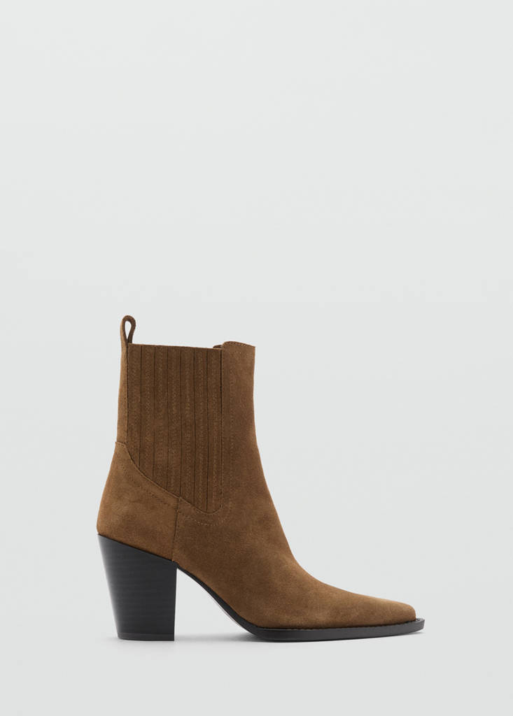Suede block-heel boots — Tobacco Brown