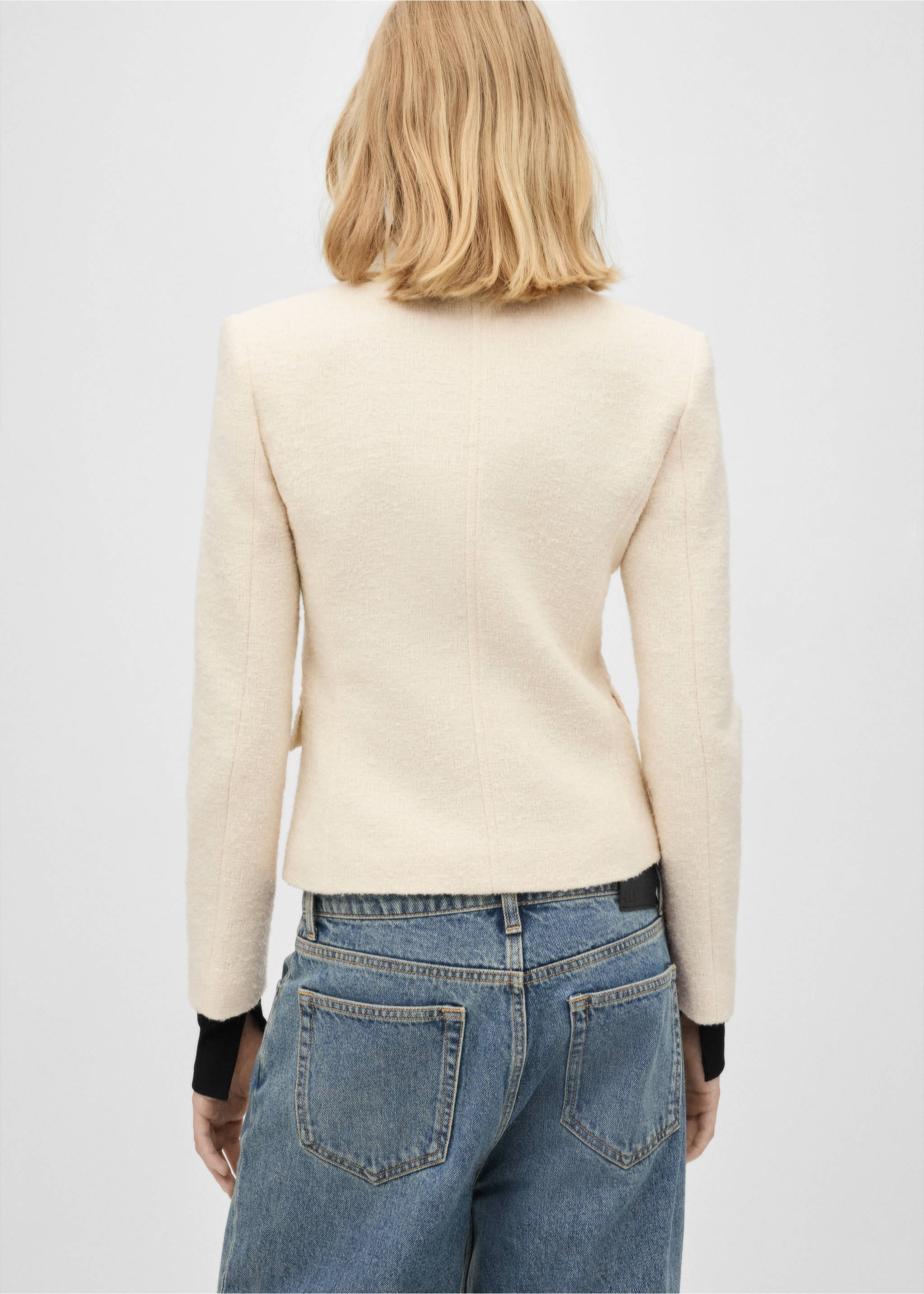 Tweed jacket with pockets - Обратная сторона изделия, Экрю. Ref: 77056759-00.