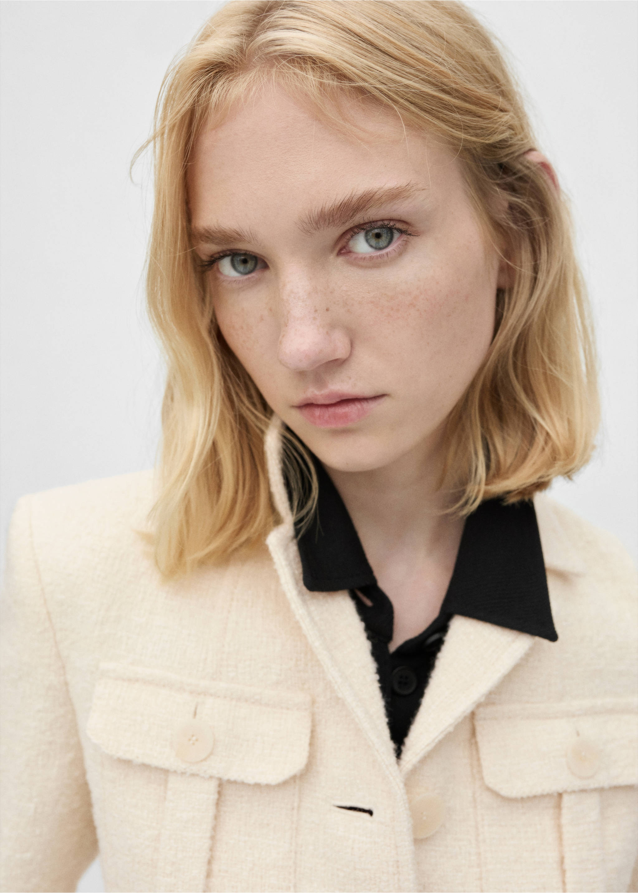 Tweed jacket with pockets - Деталь изделия 1, Экрю. Ref: 77056759-00.