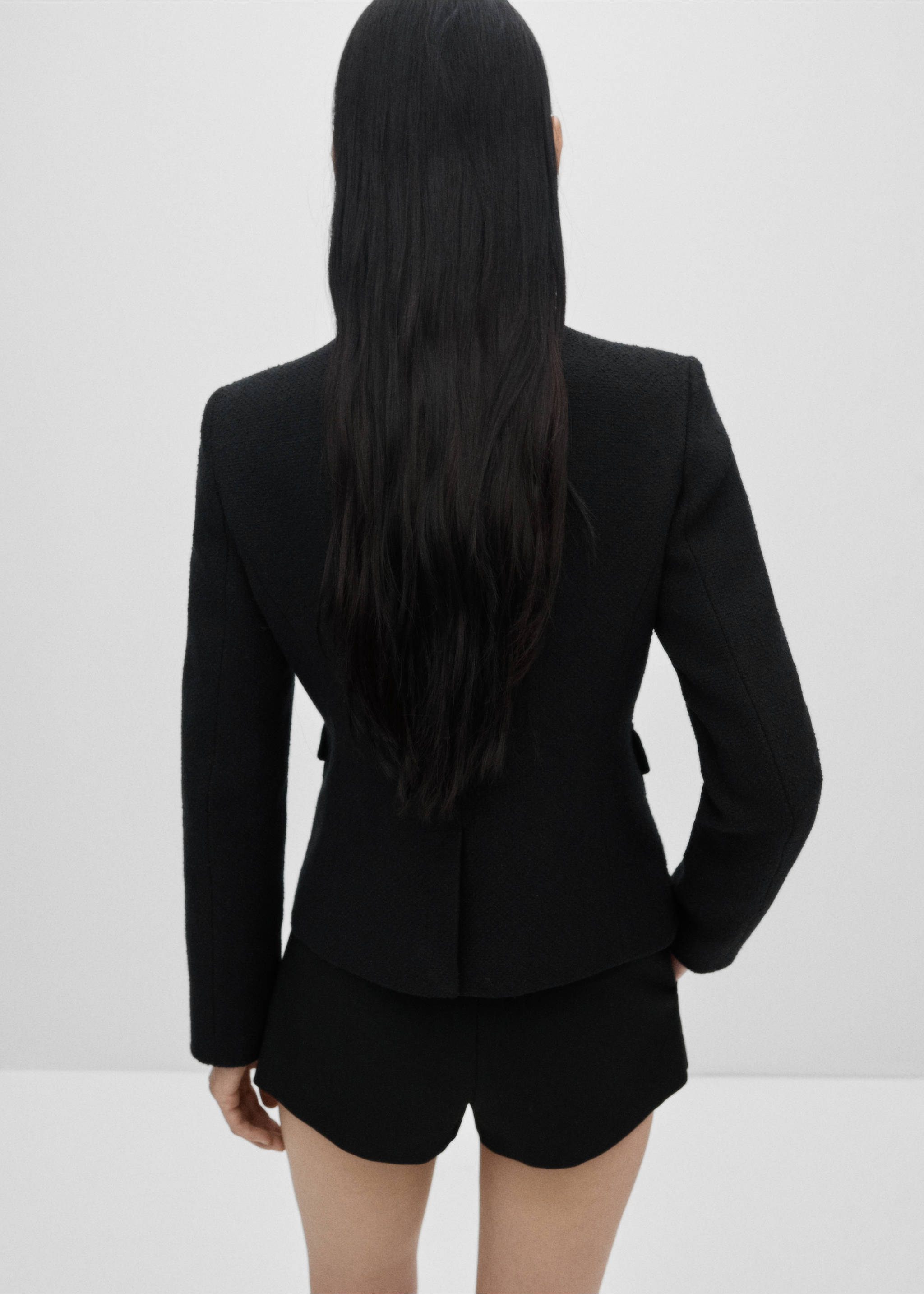 Pocket tweed jacket - Reverse of the article, Black. Ref: 77056760-00.