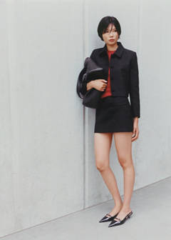 Crop tweed jacket — Black 9