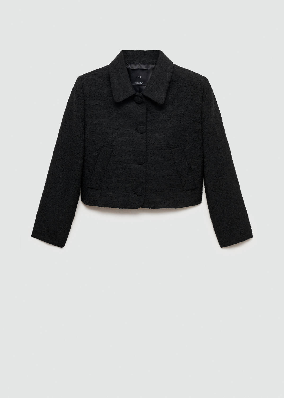 Crop tweed jacket — Black