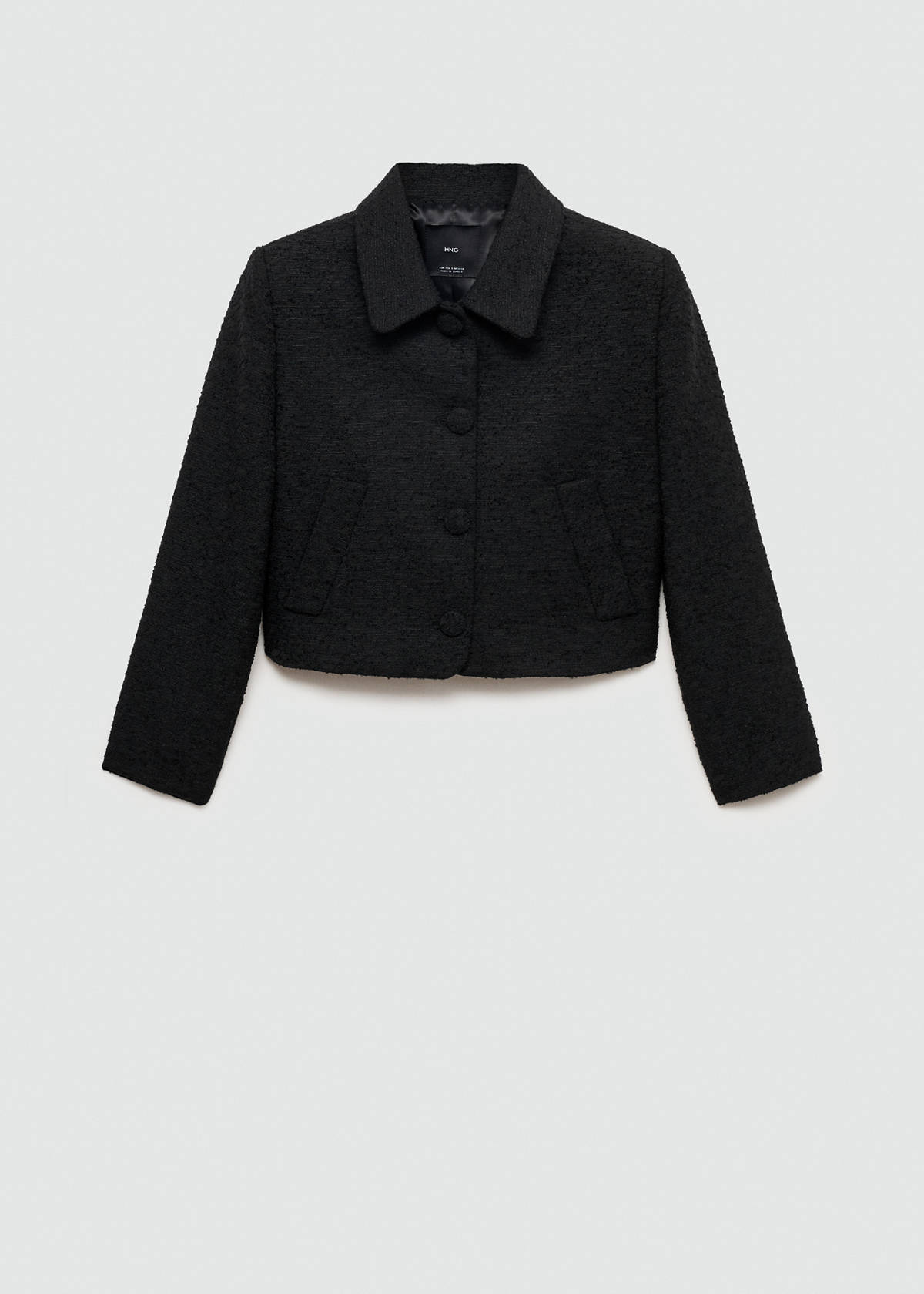 Crop tweed jacket — Black
