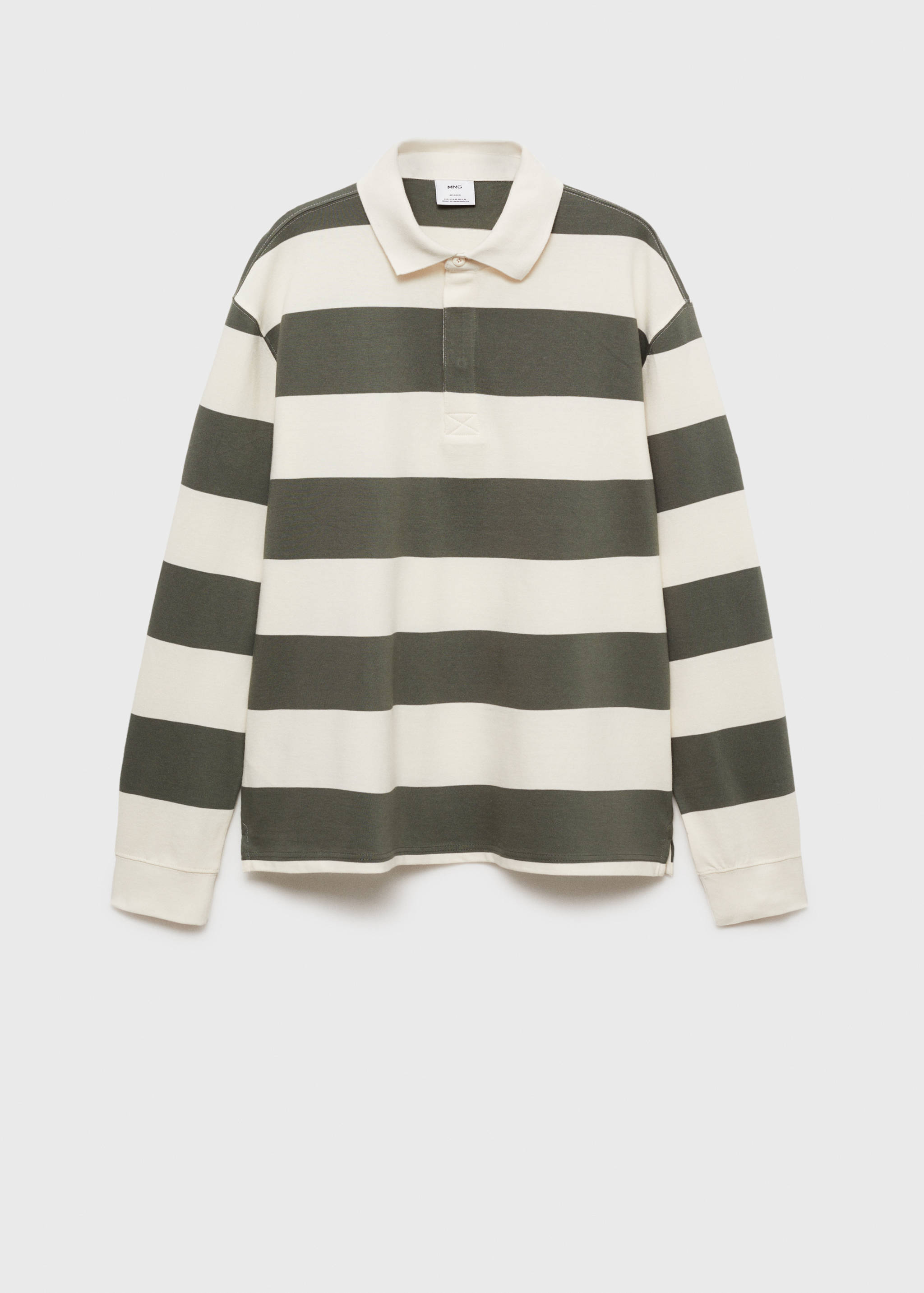 قميص بولو مخطط بقصّة منتظمة مصنوع من القطن بنسبة 100% - منتج دون نموذج