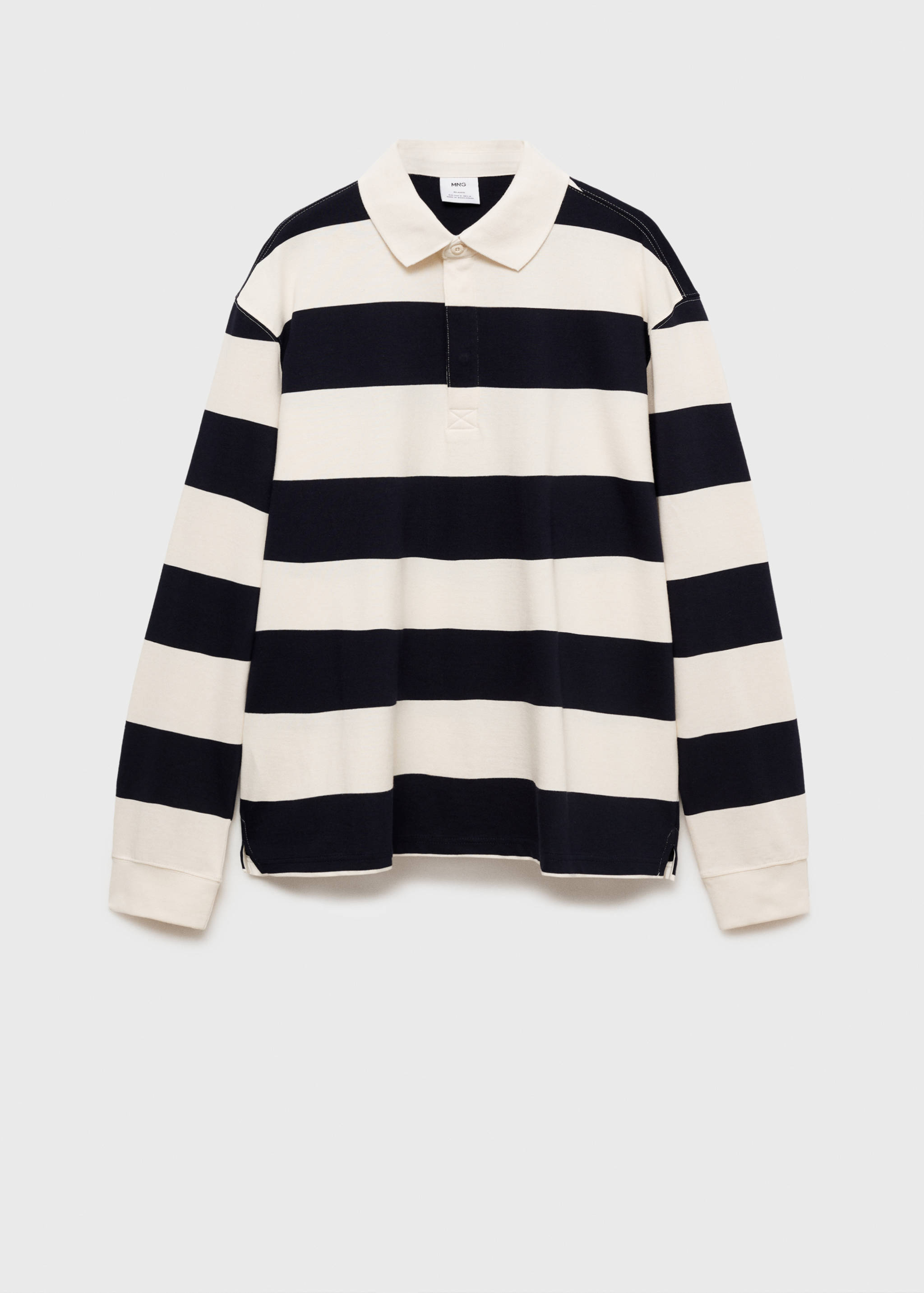 قميص بولو مخطط بقصّة منتظمة مصنوع من القطن بنسبة 100% - منتج دون نموذج