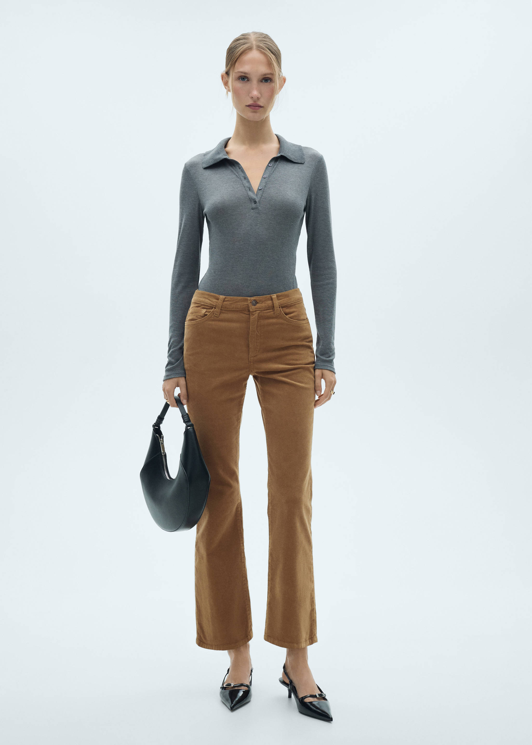 Sienna flared cropped corduroy jeans - General plane