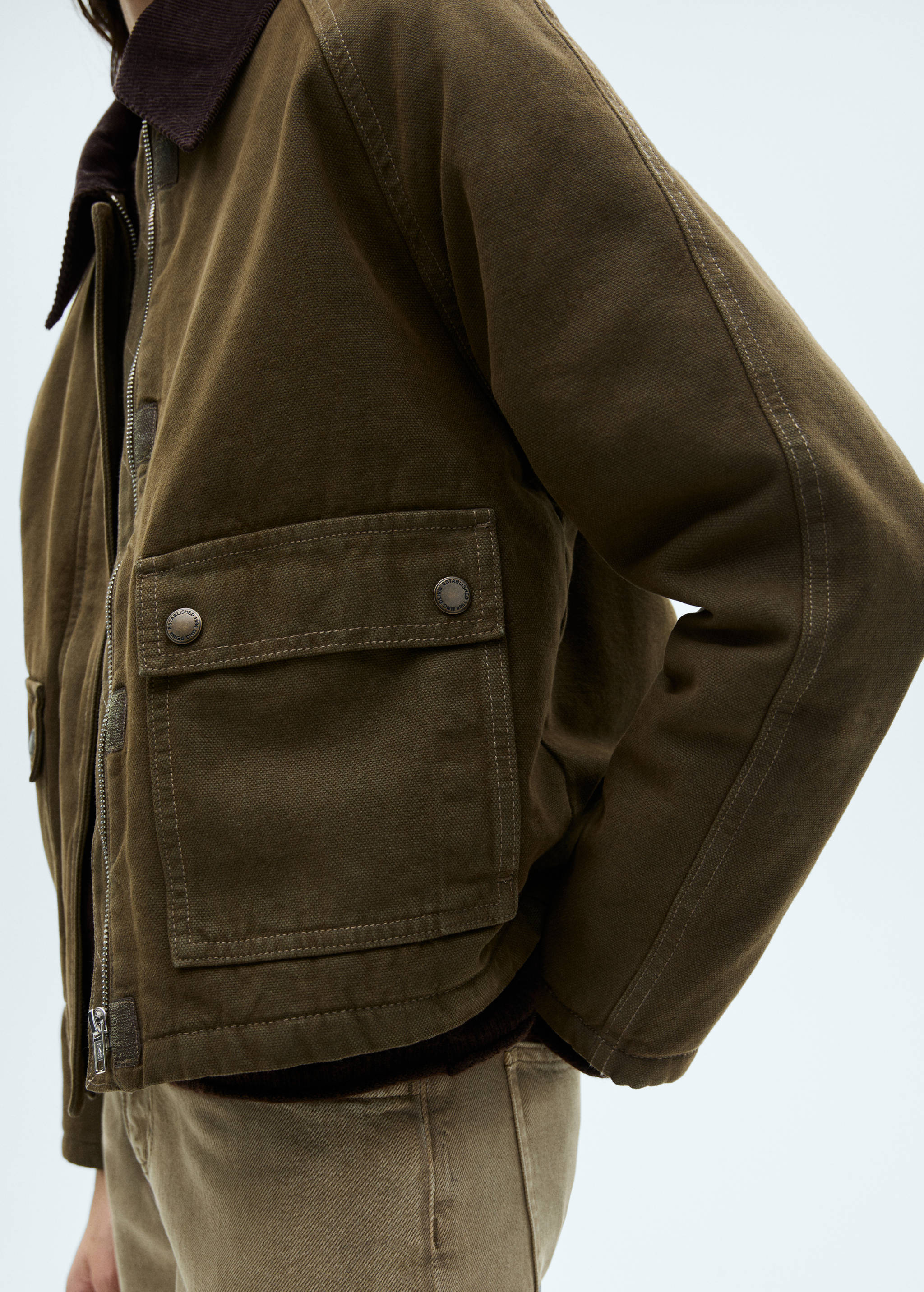 Denim parka with contrasting collar - Details of the article 6