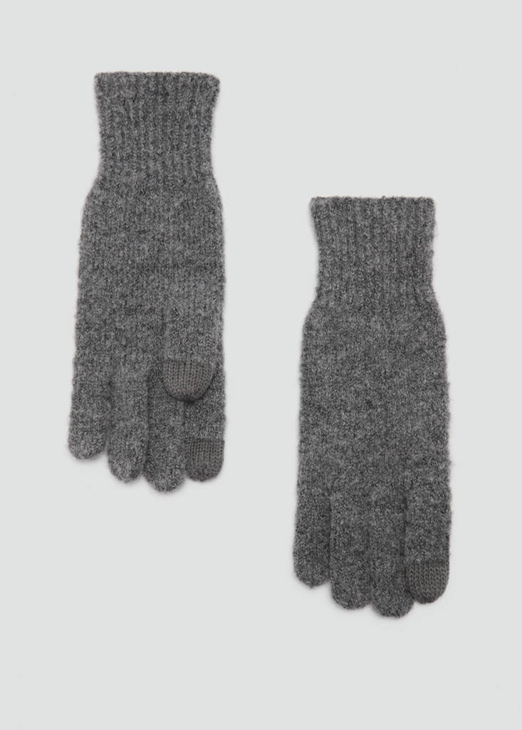 MANGO - Gants en maille gris chiné moyen - Taille unique