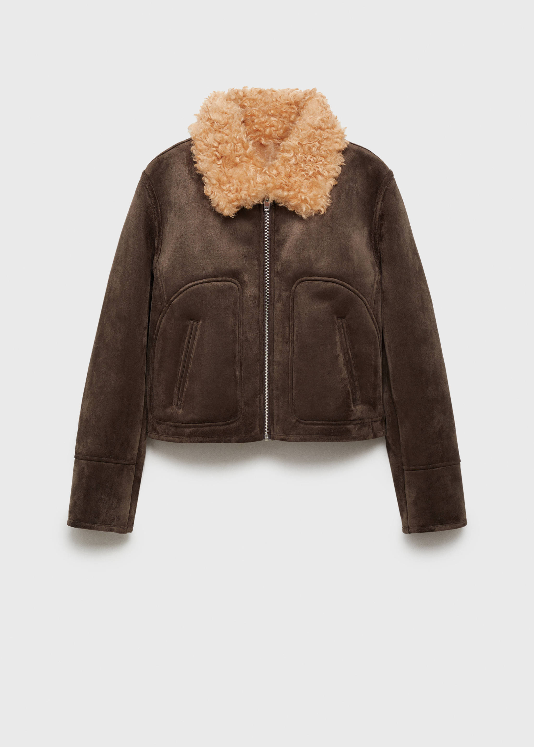 Suede-effect jacket with fleece collar - Article without model