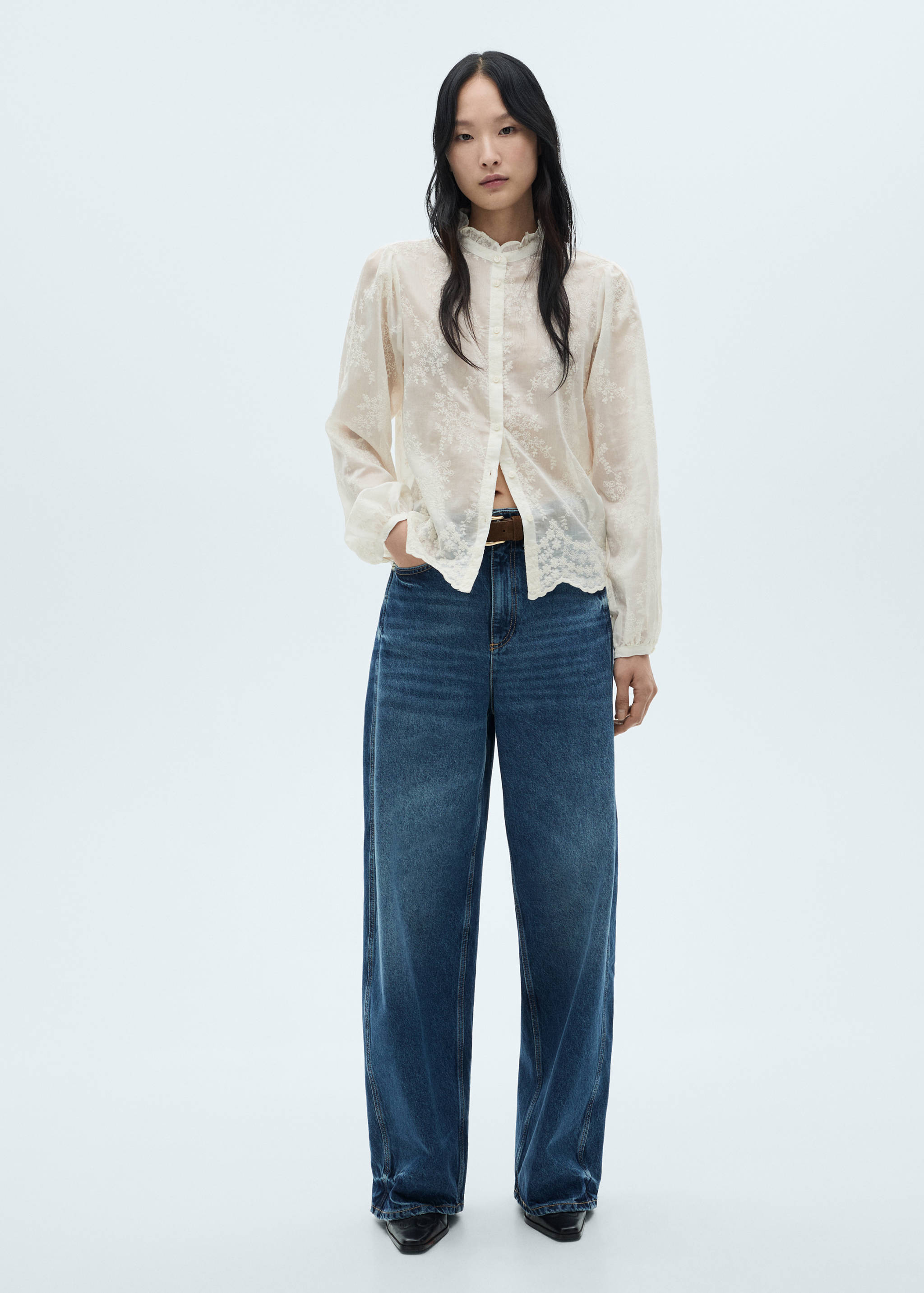 Embroidered lyocell shirt - General plane